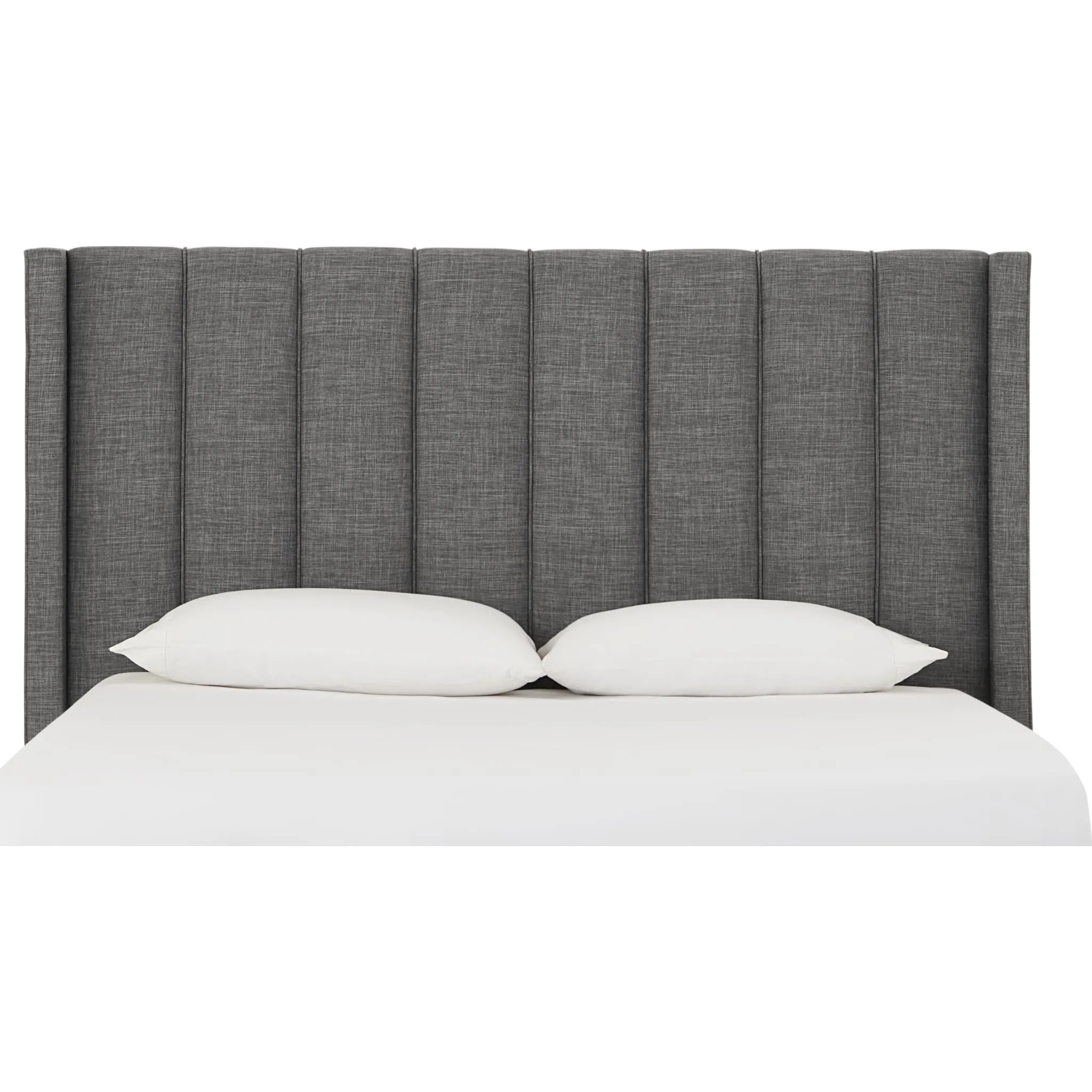 Palermo Wingback Upholstered Headboard in Dark Stone Linen Modus