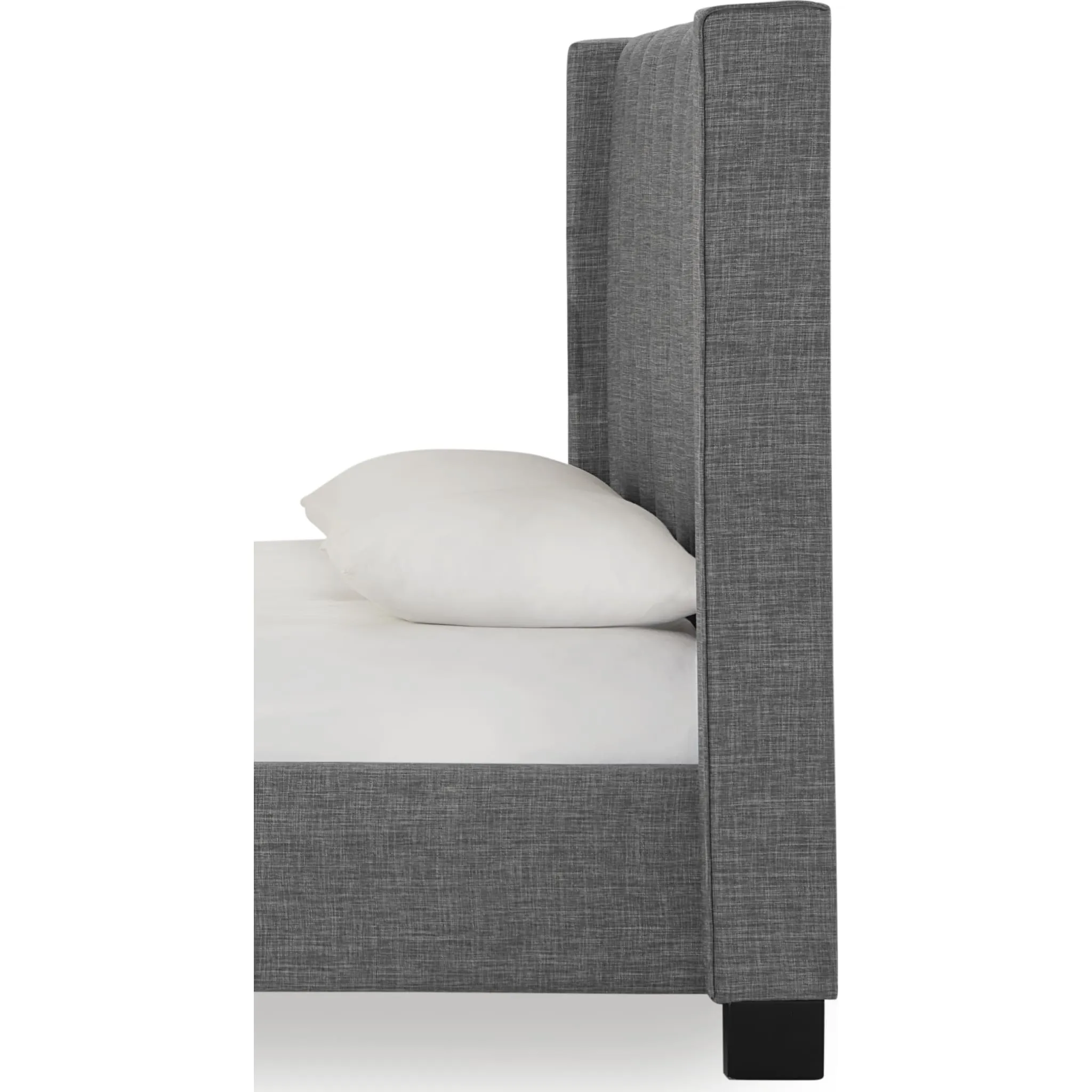 Palermo Wingback Upholstered Headboard in Dark Stone Linen Modus