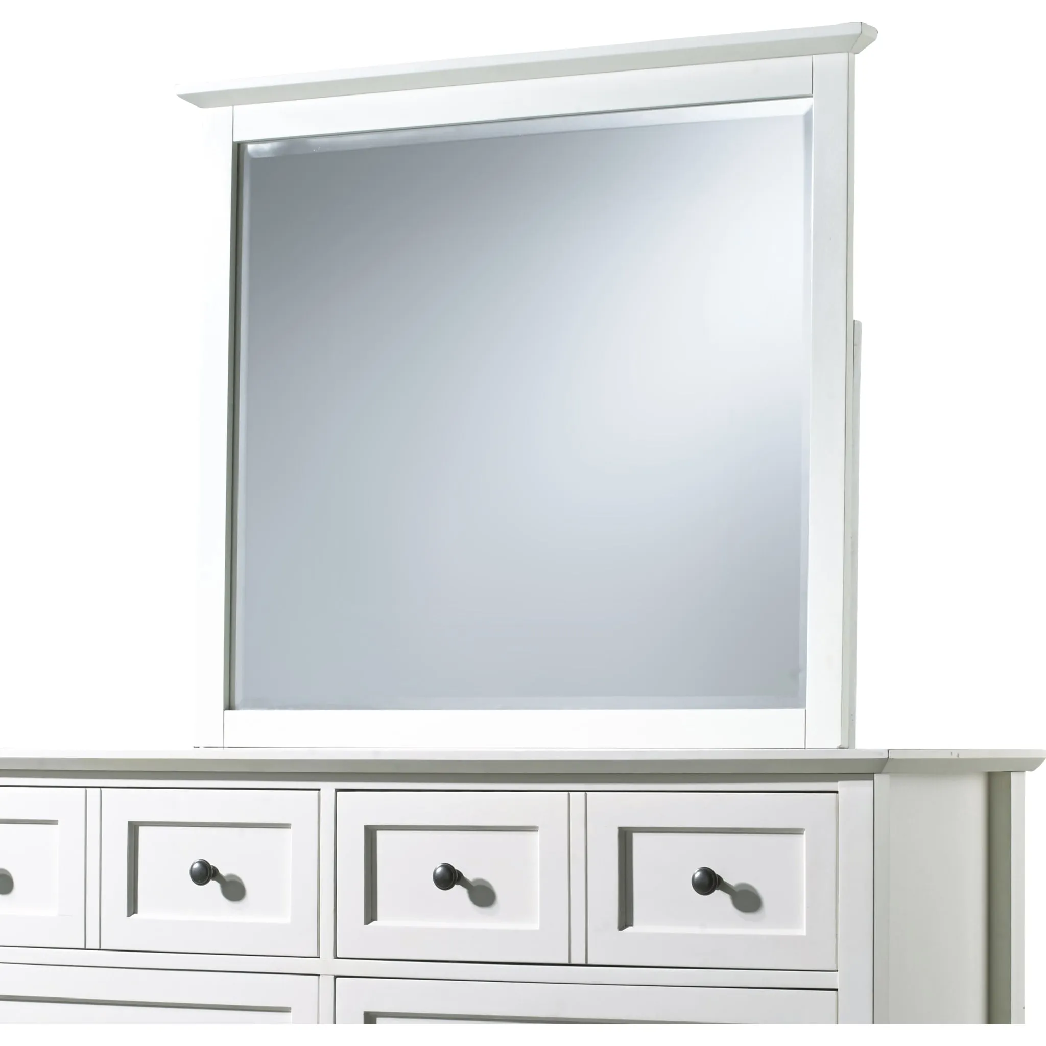 Paragon Beveled Glass Mirror in White Modus