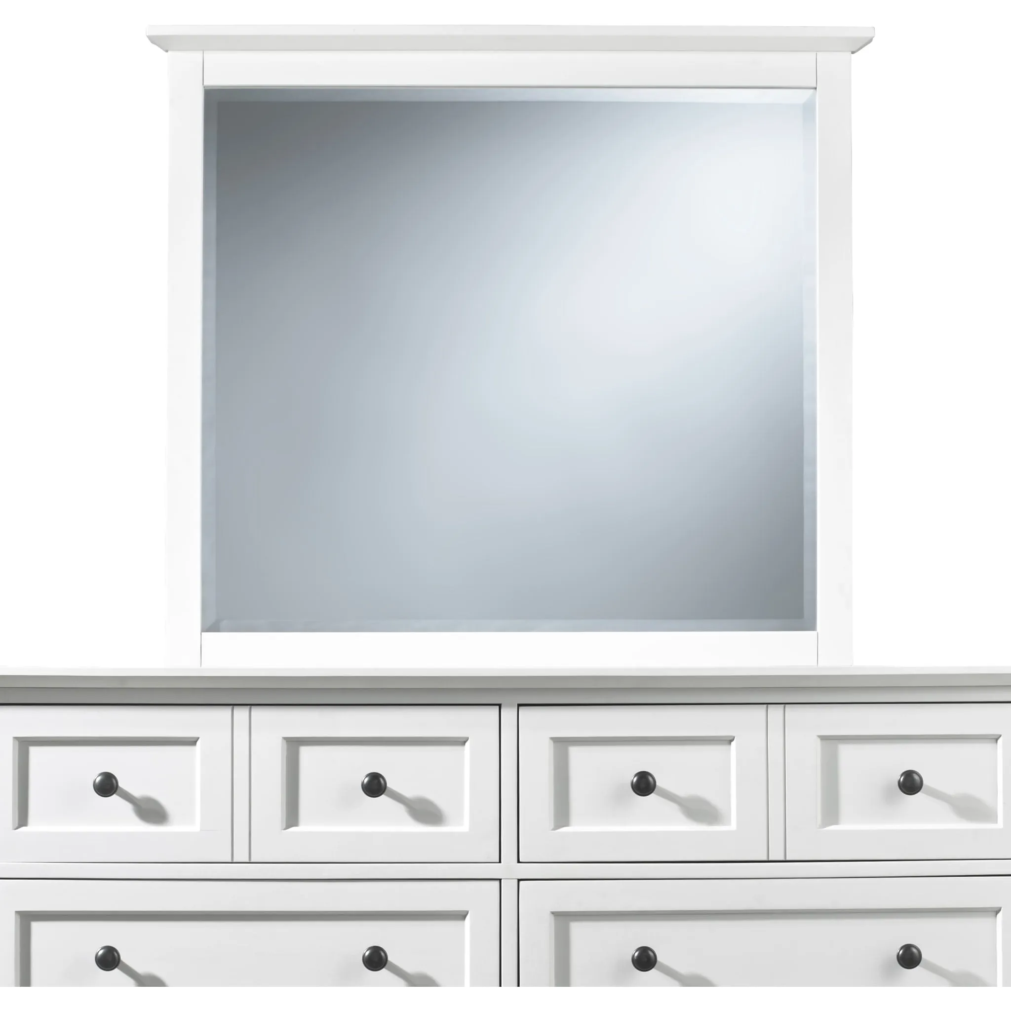 Paragon Beveled Glass Mirror in White Modus