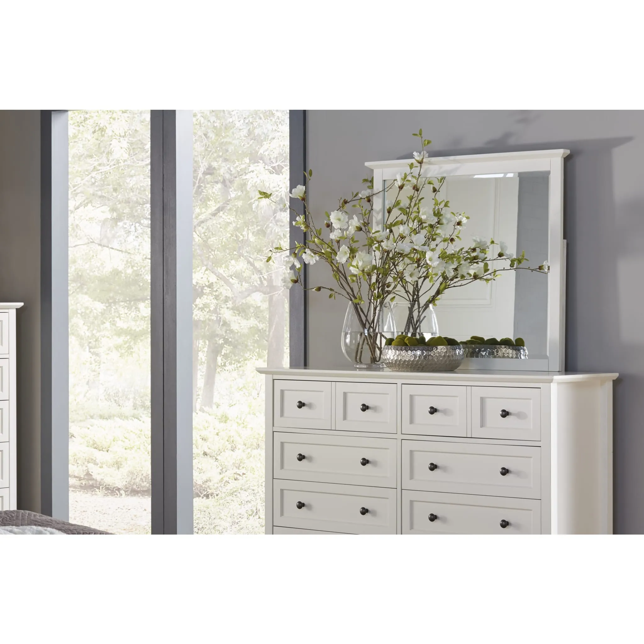 Paragon Beveled Glass Mirror in White Modus