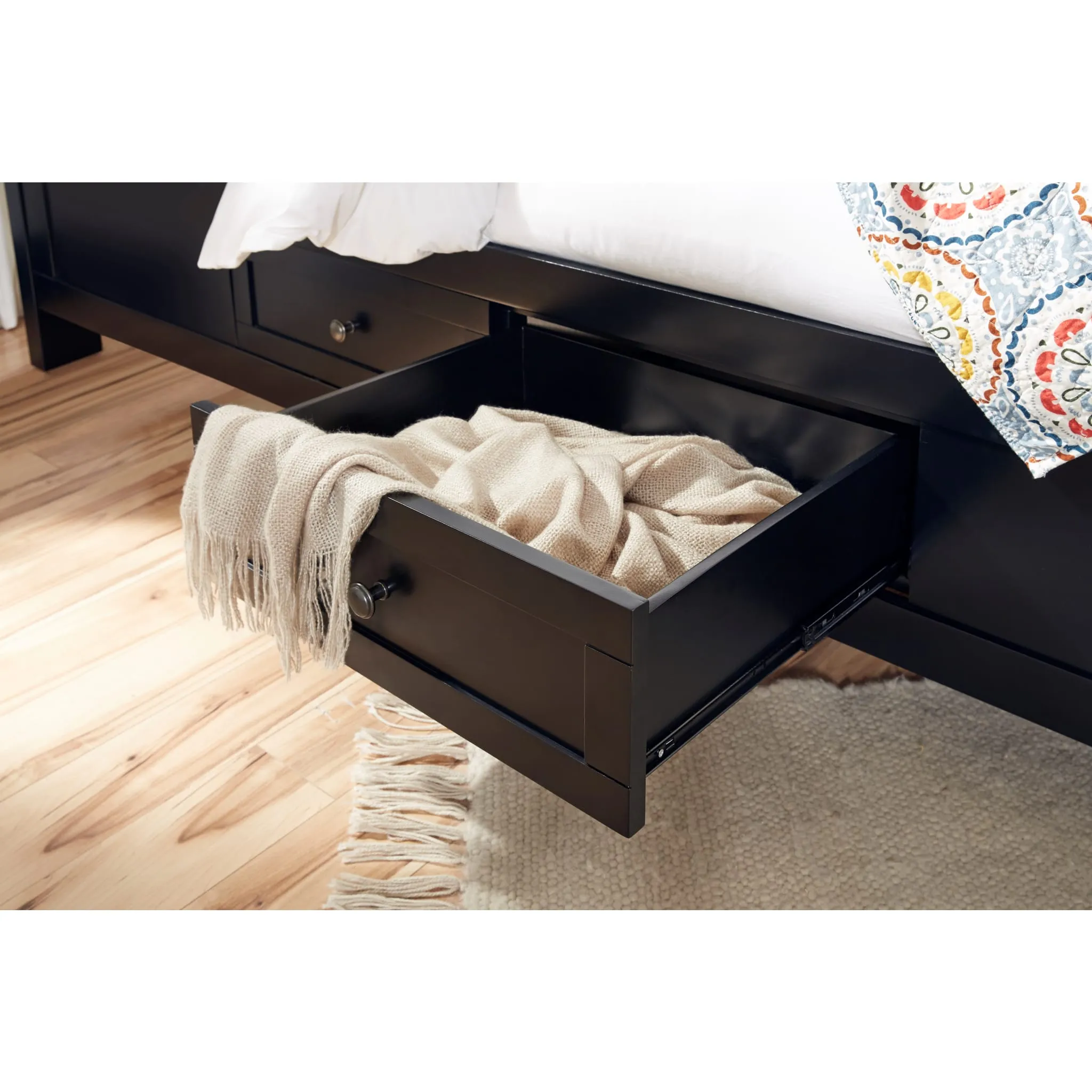 Paragon Four Drawer Wood Storage Bed in Black Modus