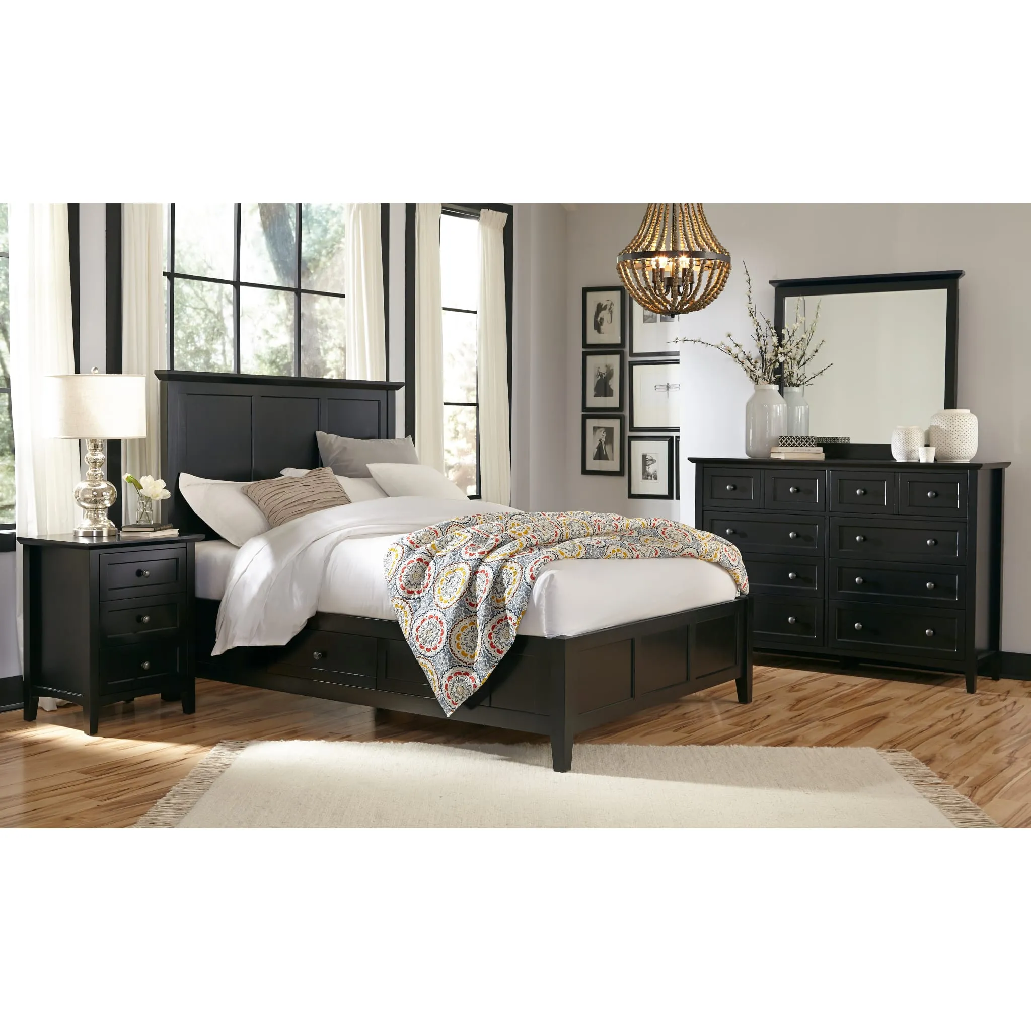 Paragon Four Drawer Wood Storage Bed in Black Modus