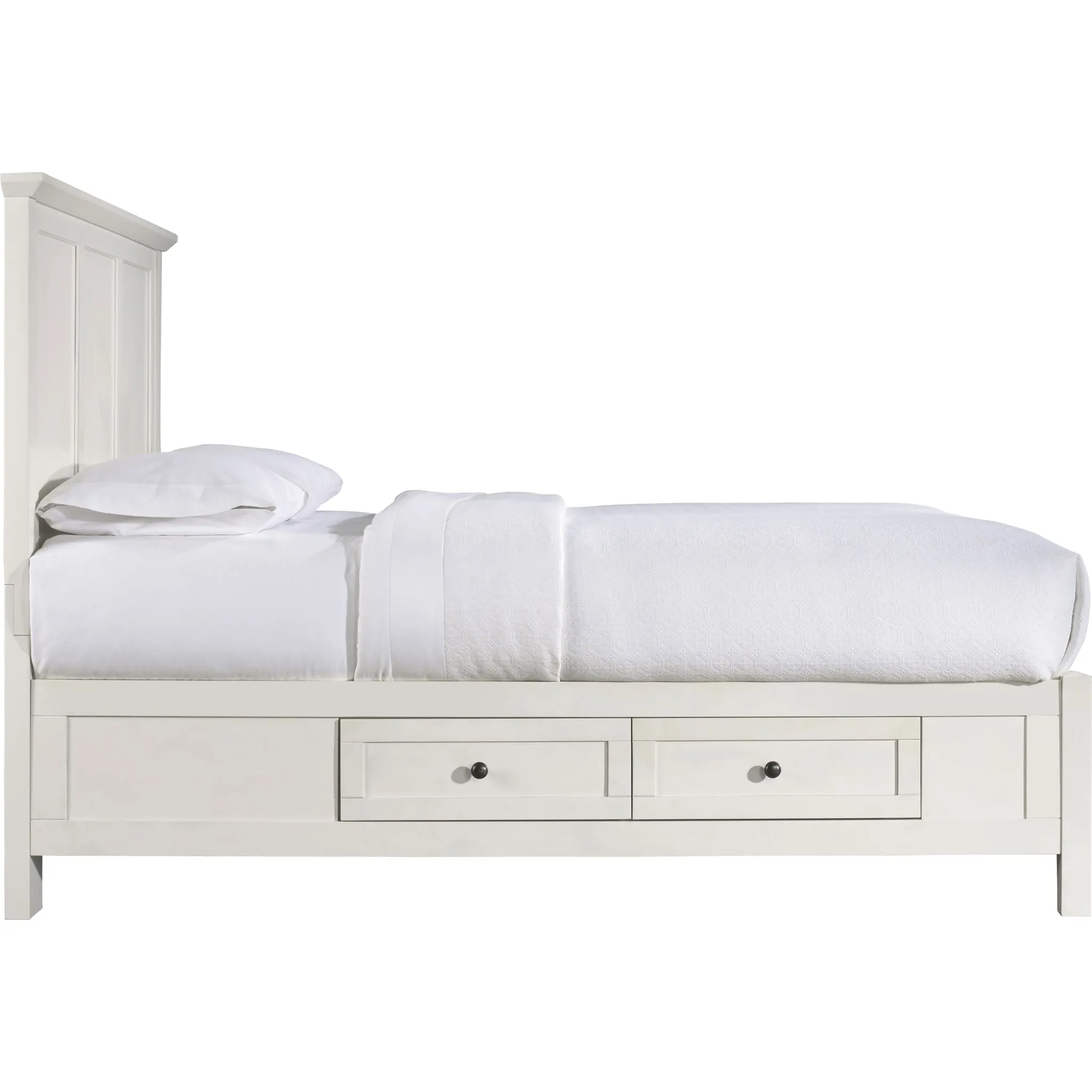 Paragon Four Drawer Wood Storage Bed in White Modus
