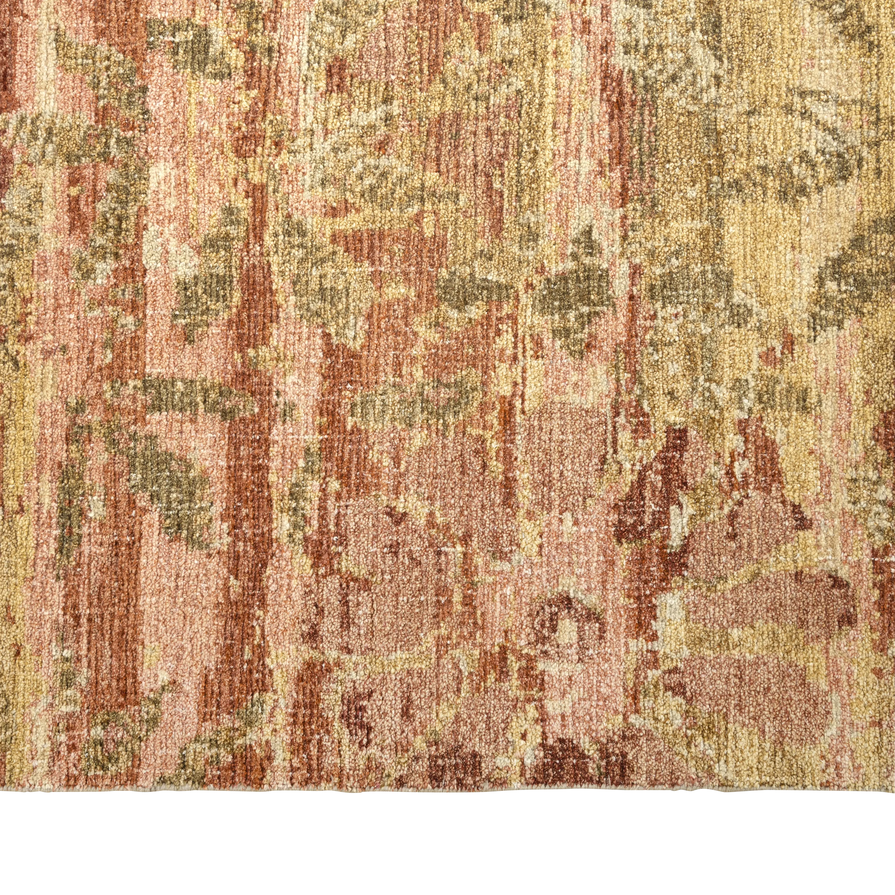 Pink & Yellow Floral Treillage Silk Rug - 10' x 14'