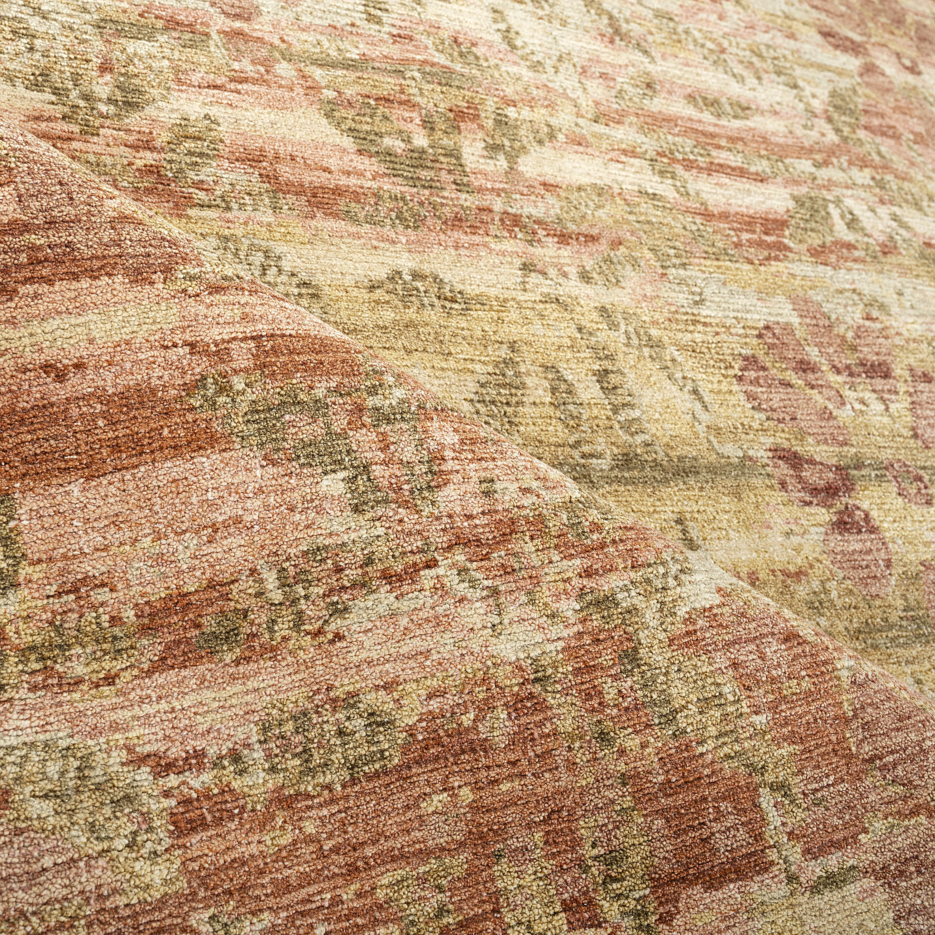 Pink & Yellow Floral Treillage Silk Rug - 10' x 14'