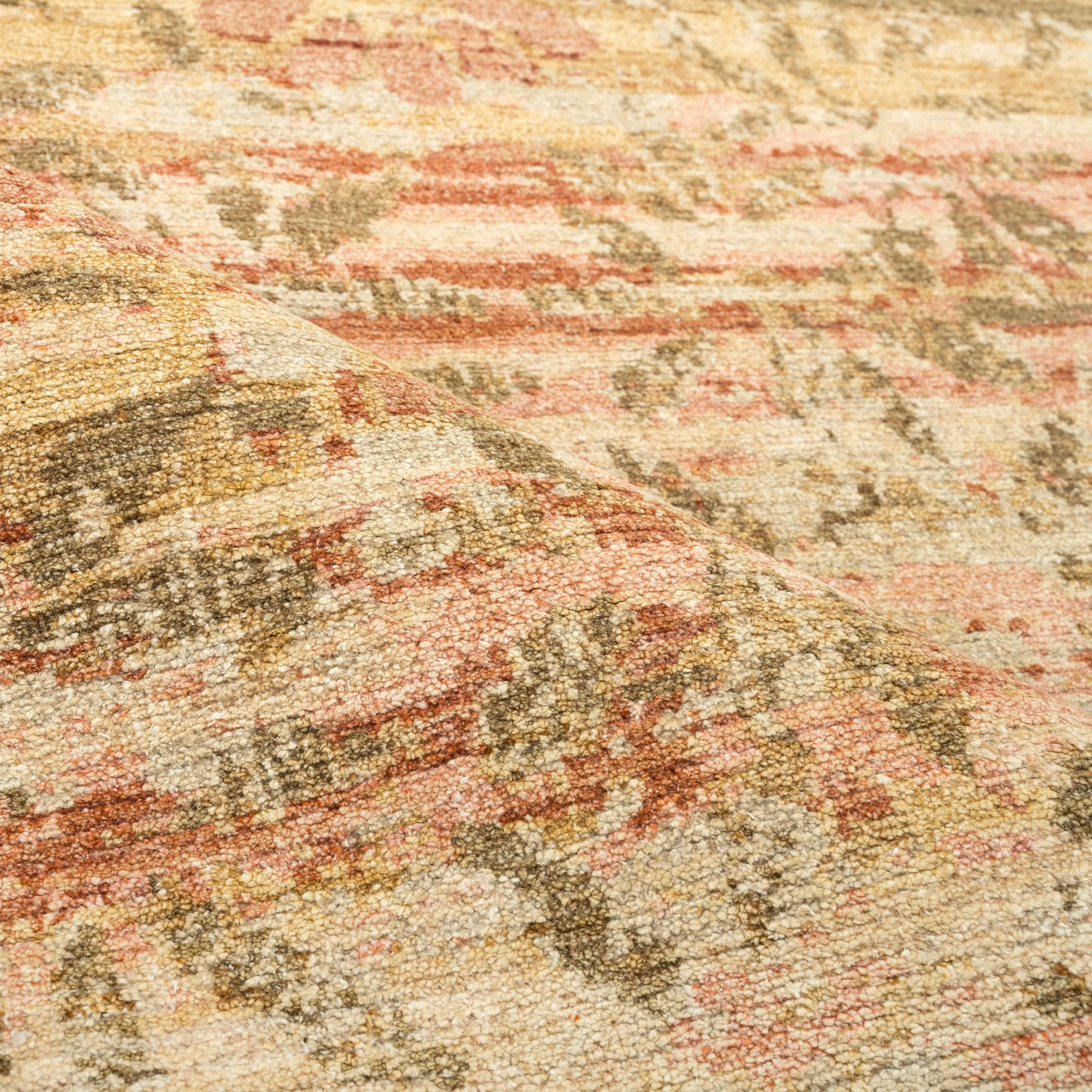 Pink & Yellow Floral Treillage Silk Rug - 6' x 9'