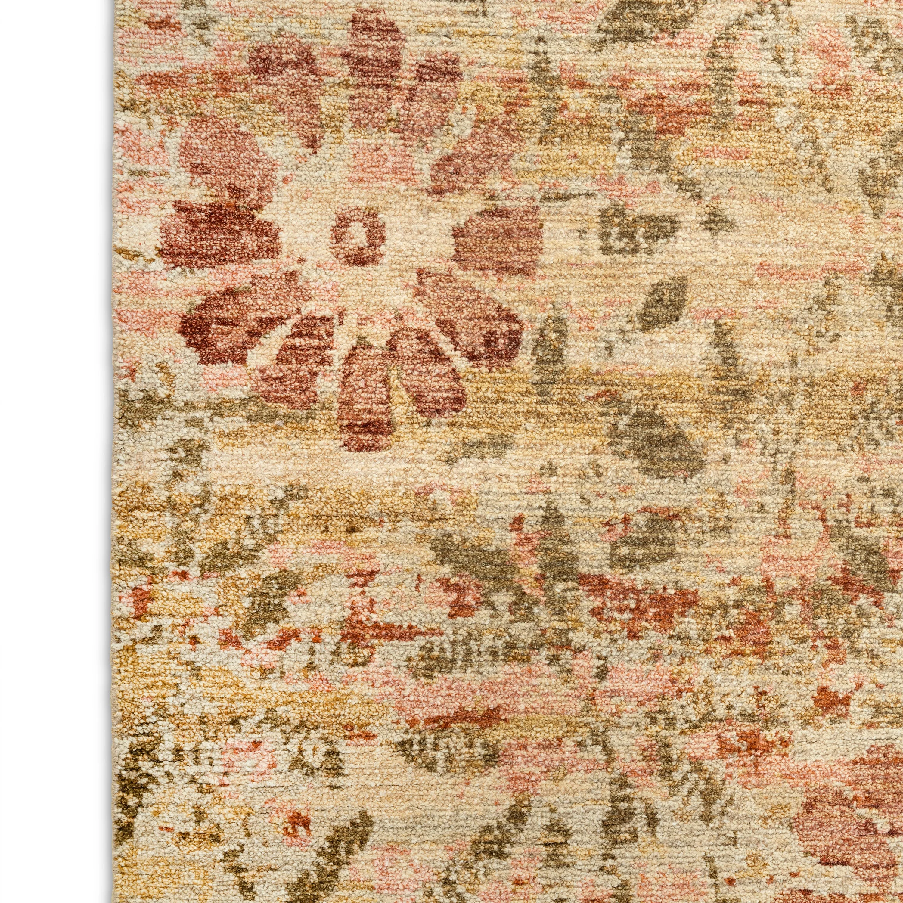 Pink & Yellow Floral Treillage Silk Rug - 6' x 9'