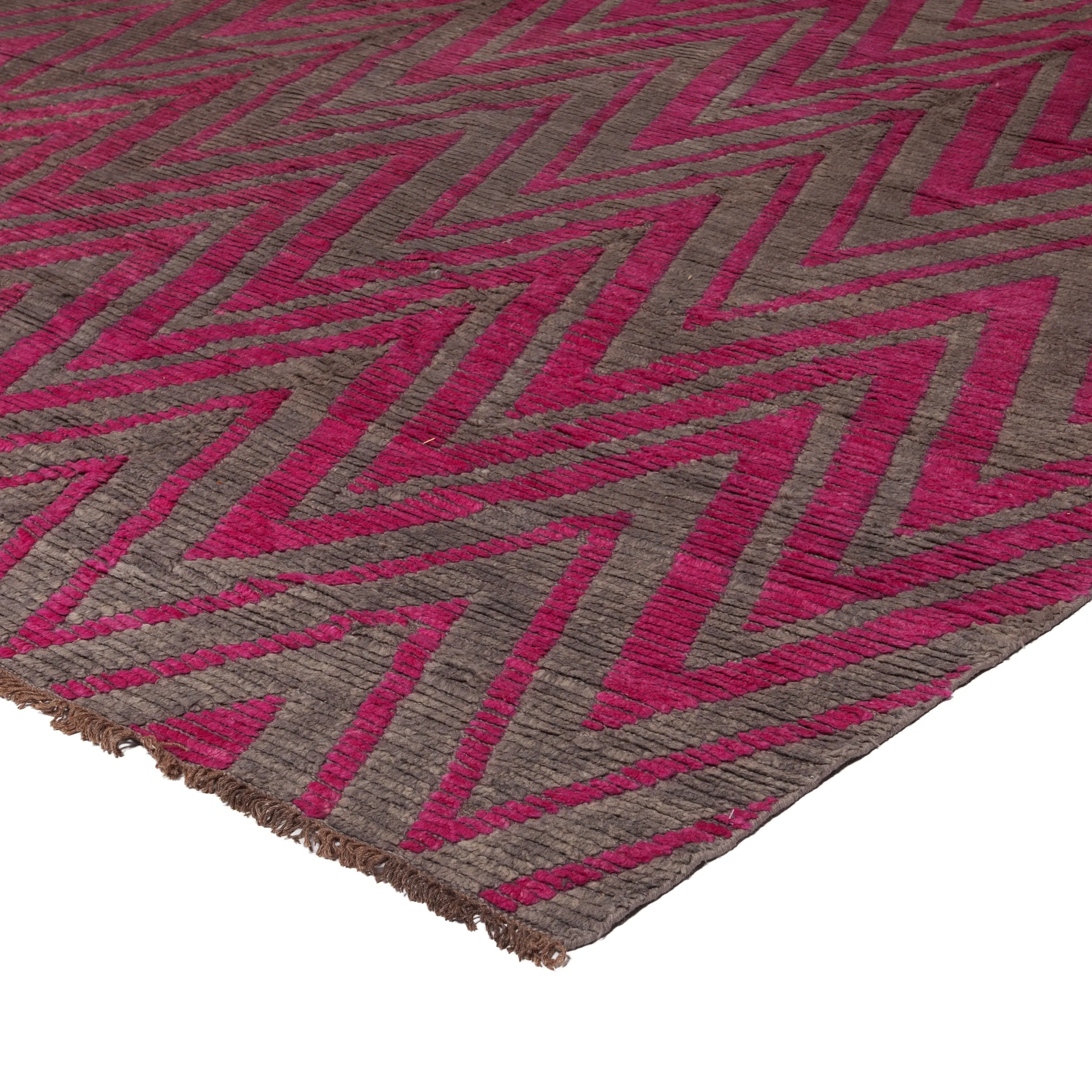 Pink Modern Wool Rug - 12' x 15'