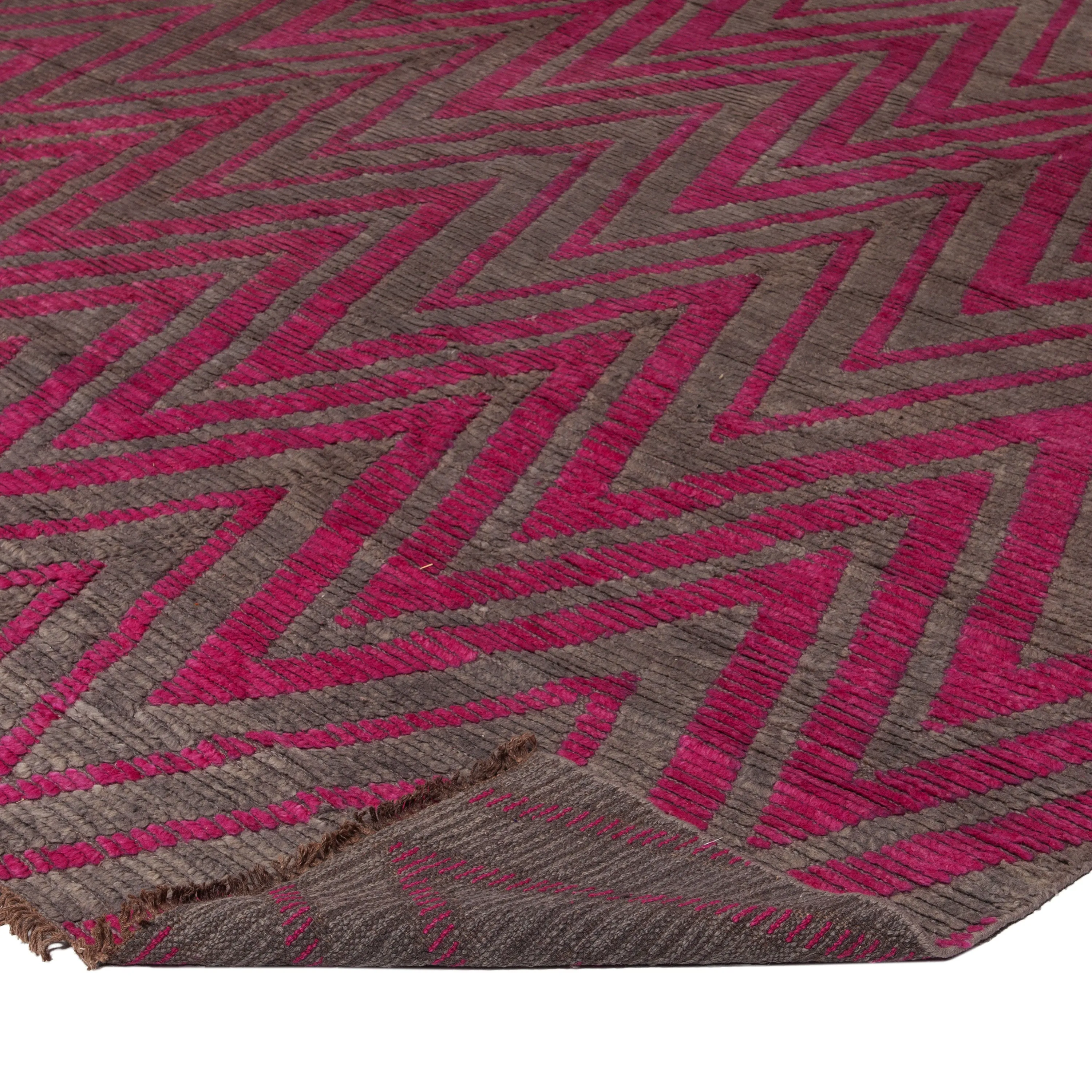 Pink Modern Wool Rug - 12' x 15'