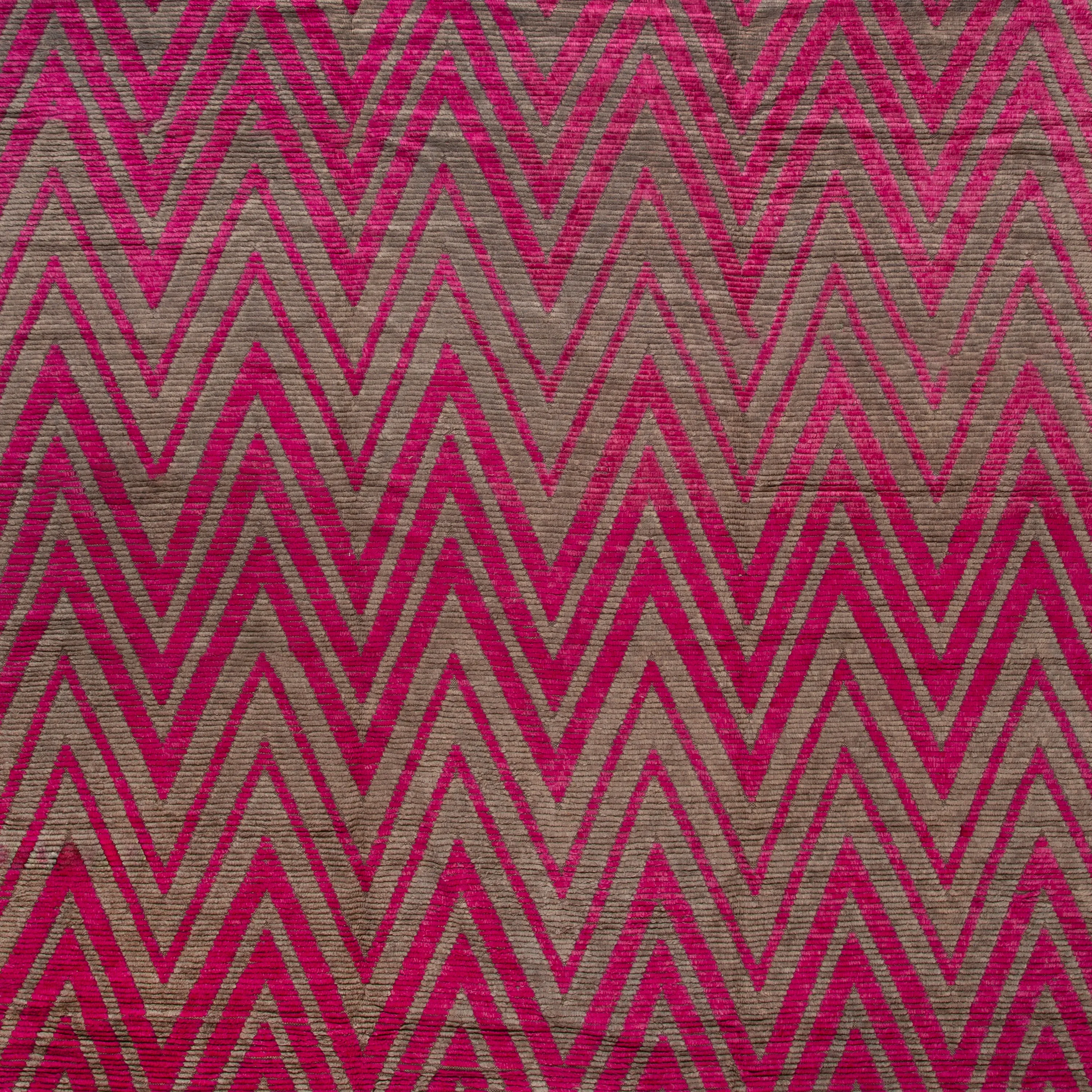 Pink Modern Wool Rug - 12' x 15'