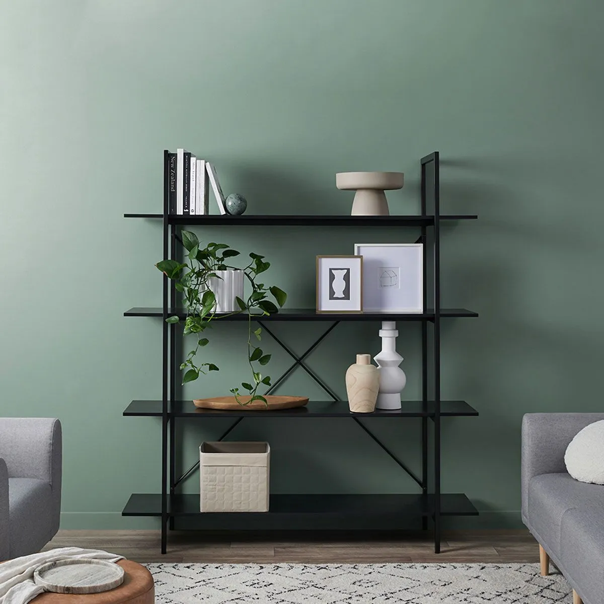 Porto Bookcase - All Black Mocka
