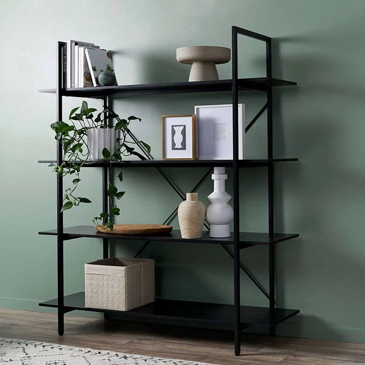 Porto Bookcase - All Black Mocka