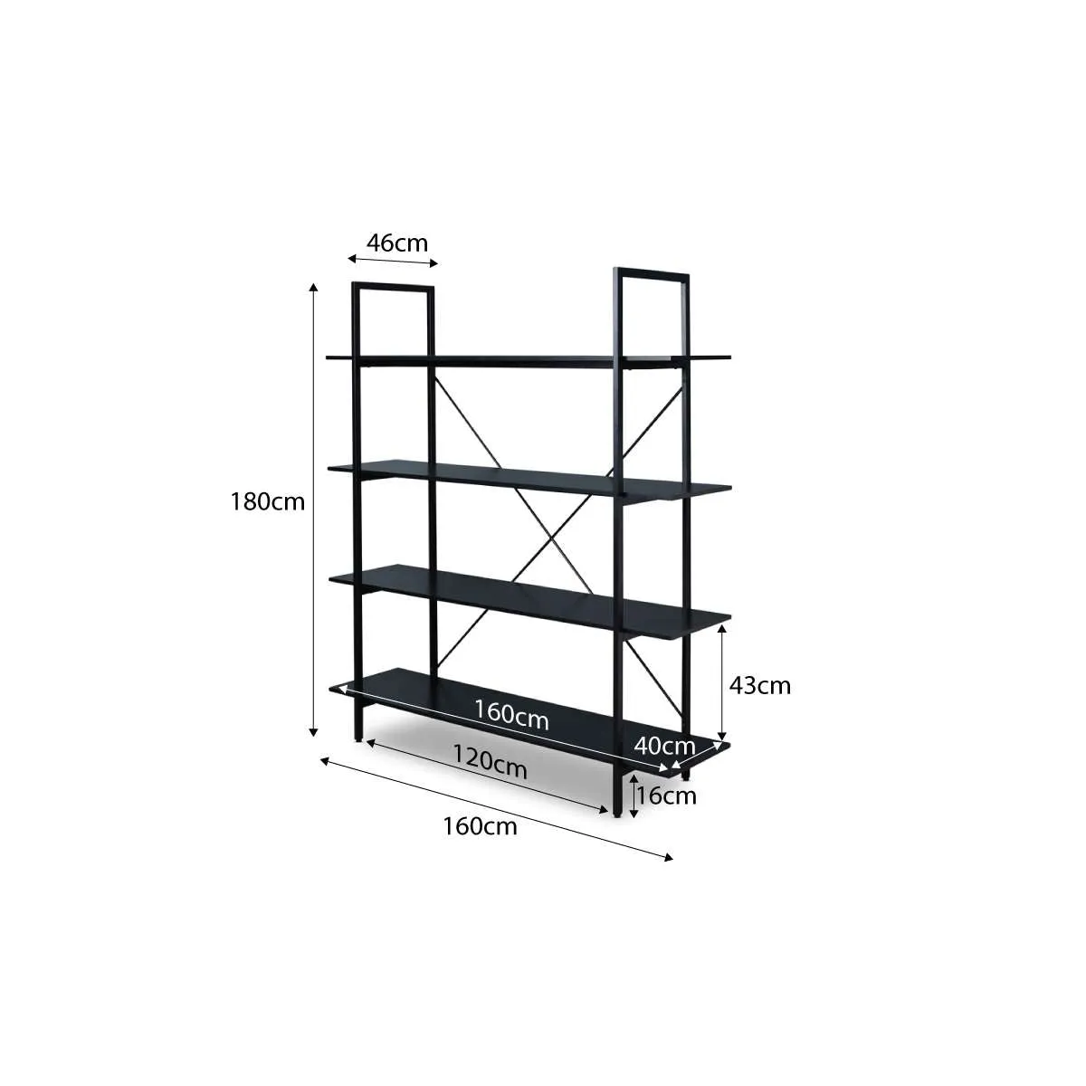 Porto Bookcase - All Black Mocka