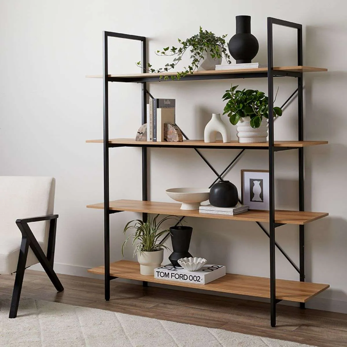 Porto Bookcase - Black Mocka