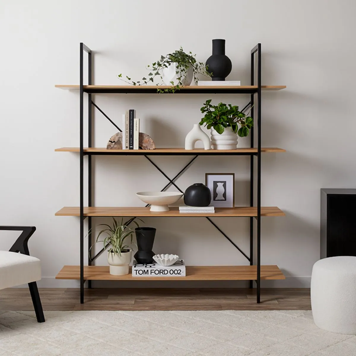 Porto Bookcase - Black Mocka