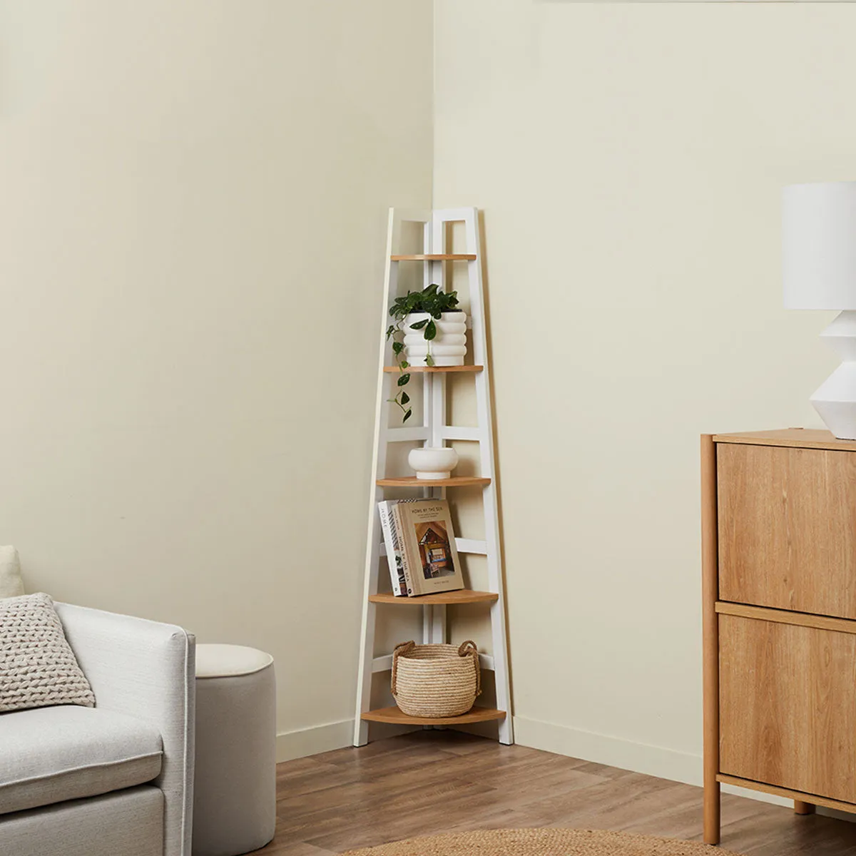 Porto Corner Shelves - White Mocka