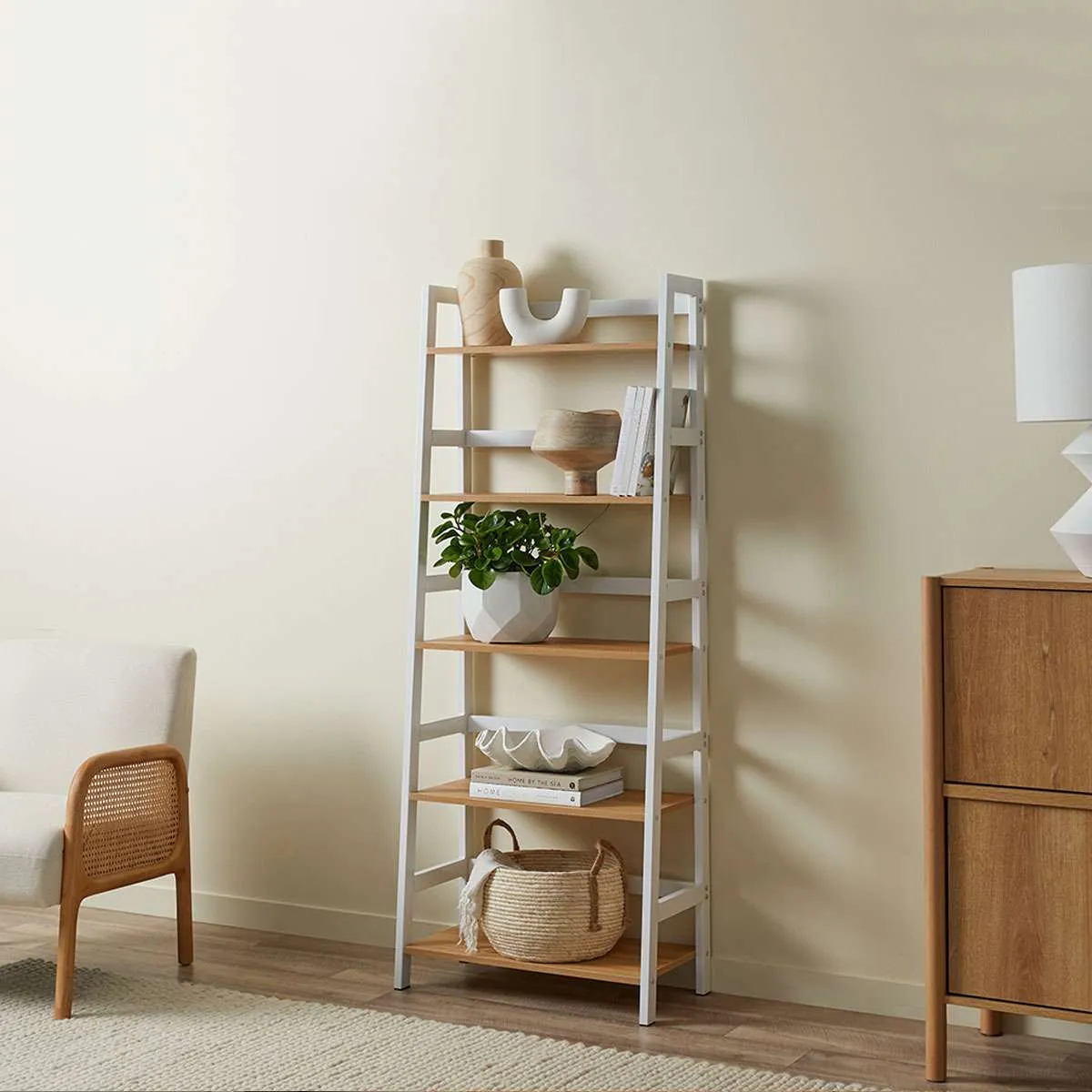 Porto Five Shelves - White Mocka