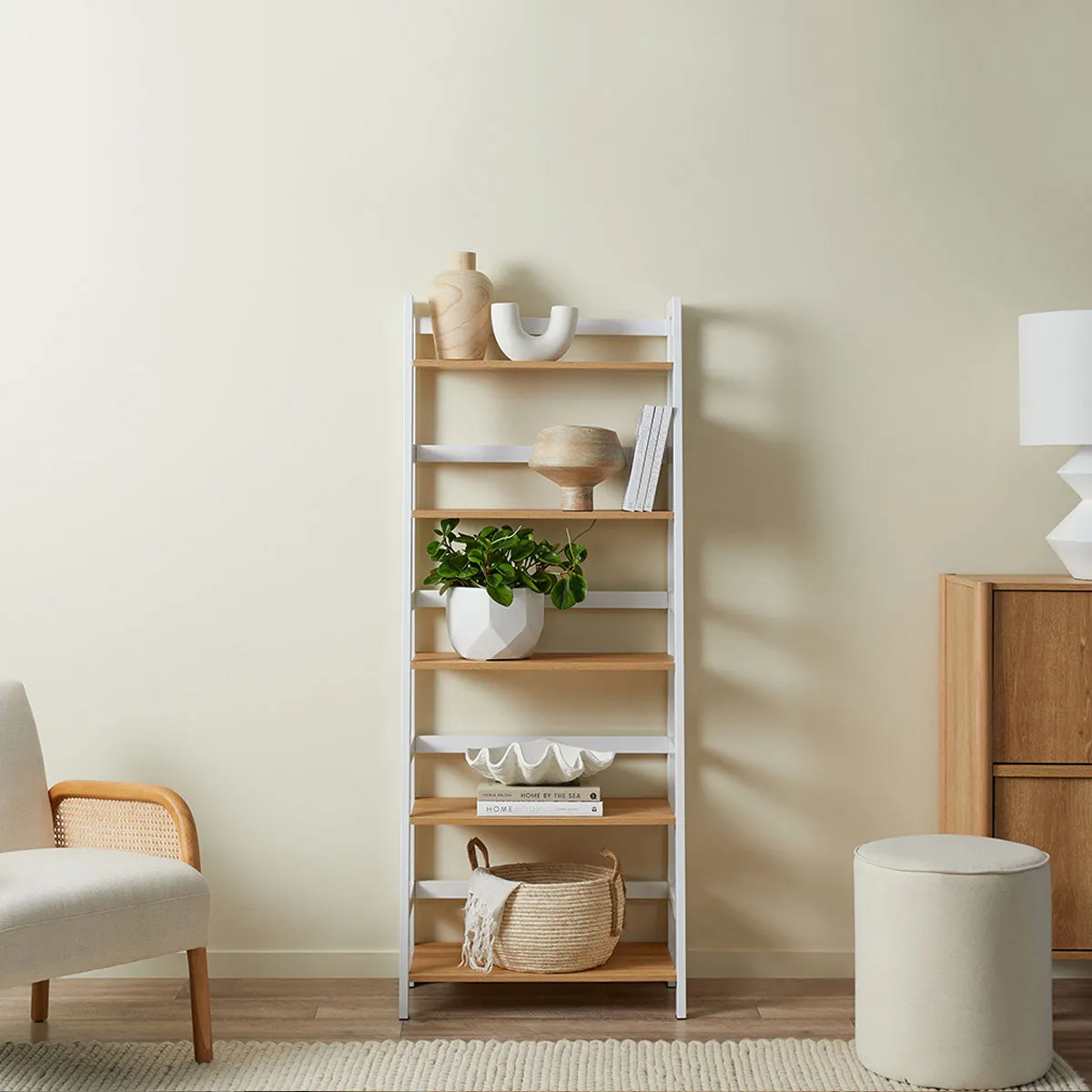 Porto Five Shelves - White Mocka