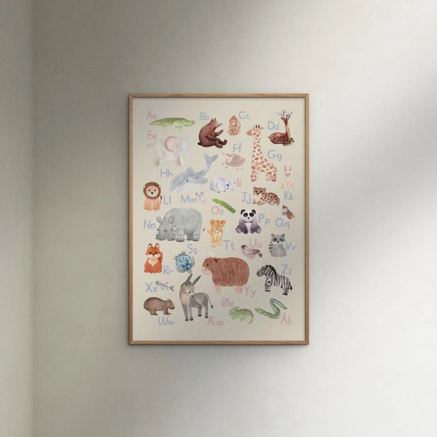 Poster & Frame Citatplakat - Dyrenes Alfabet – Børneplakat