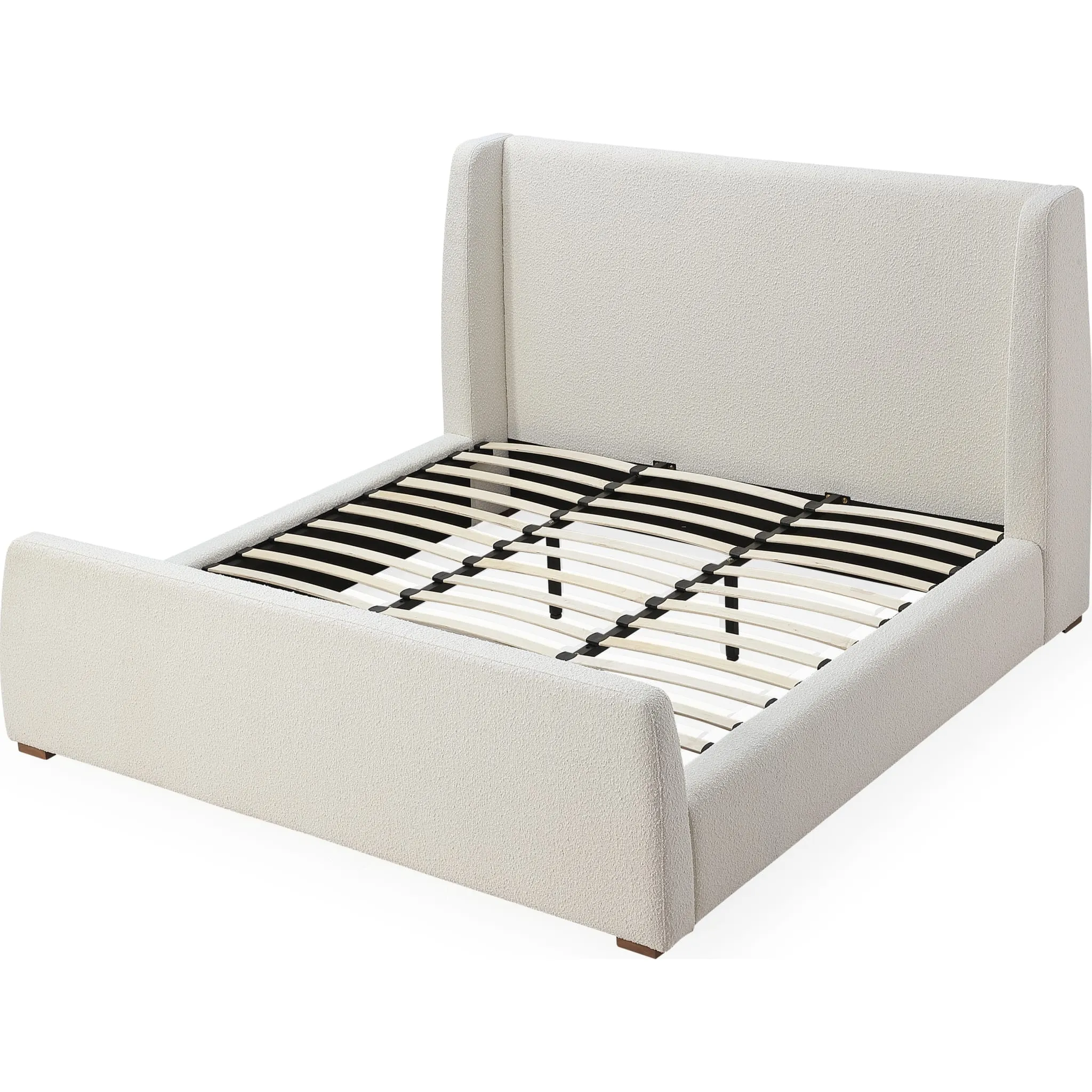 Presley Upholstered Wingback Platform Bed in Cottage Cheese Boucle Modus
