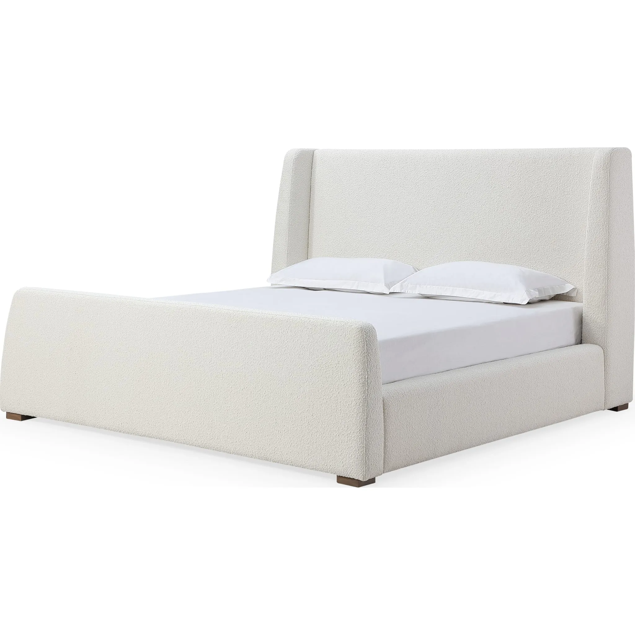 Presley Upholstered Wingback Platform Bed in Cottage Cheese Boucle Modus
