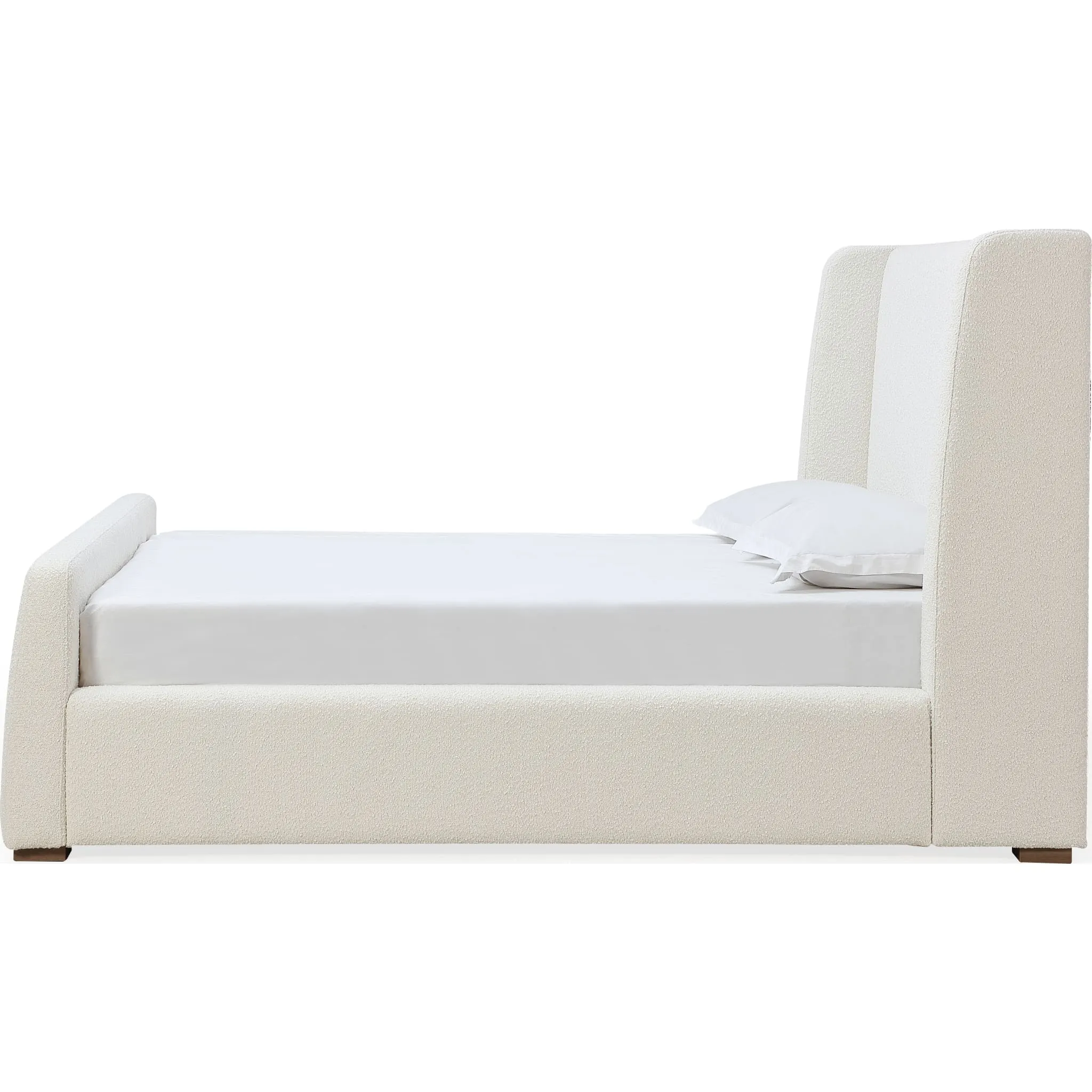 Presley Upholstered Wingback Platform Bed in Cottage Cheese Boucle Modus