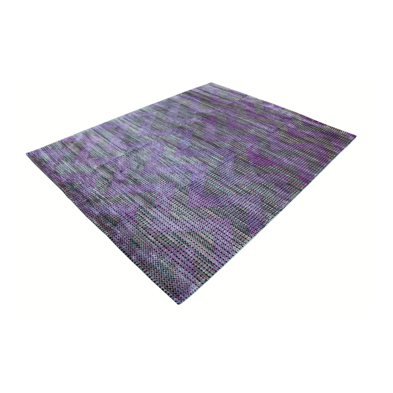 Purple Nu Vibrant Modern Tibetan Silk Rug - 7'11" x 10'