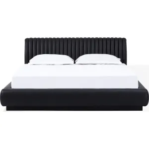 Ranua Channeled Upholstered Bed in Bombay Cat Modus