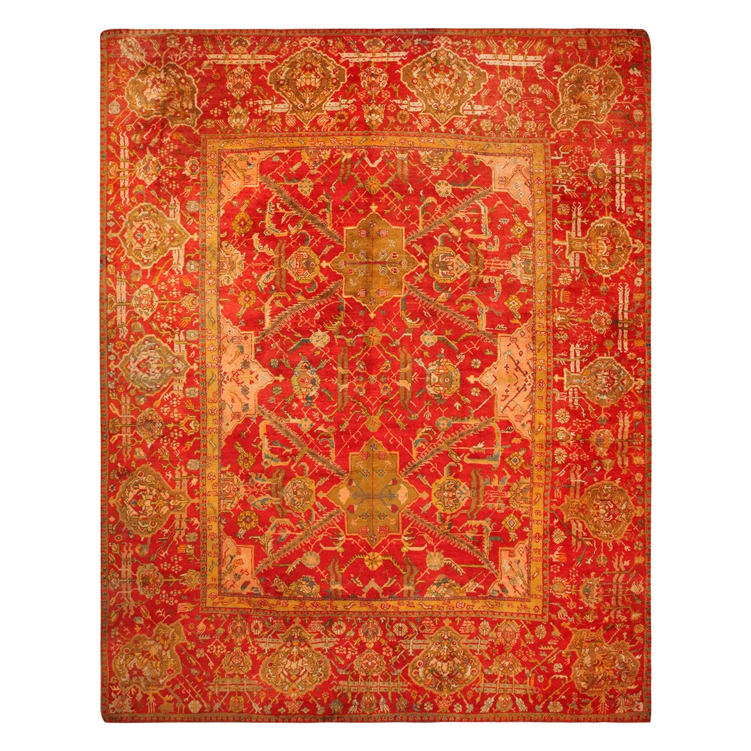 Red & Gold Antique Turkish Oushak Rug - 16'4" x 20'