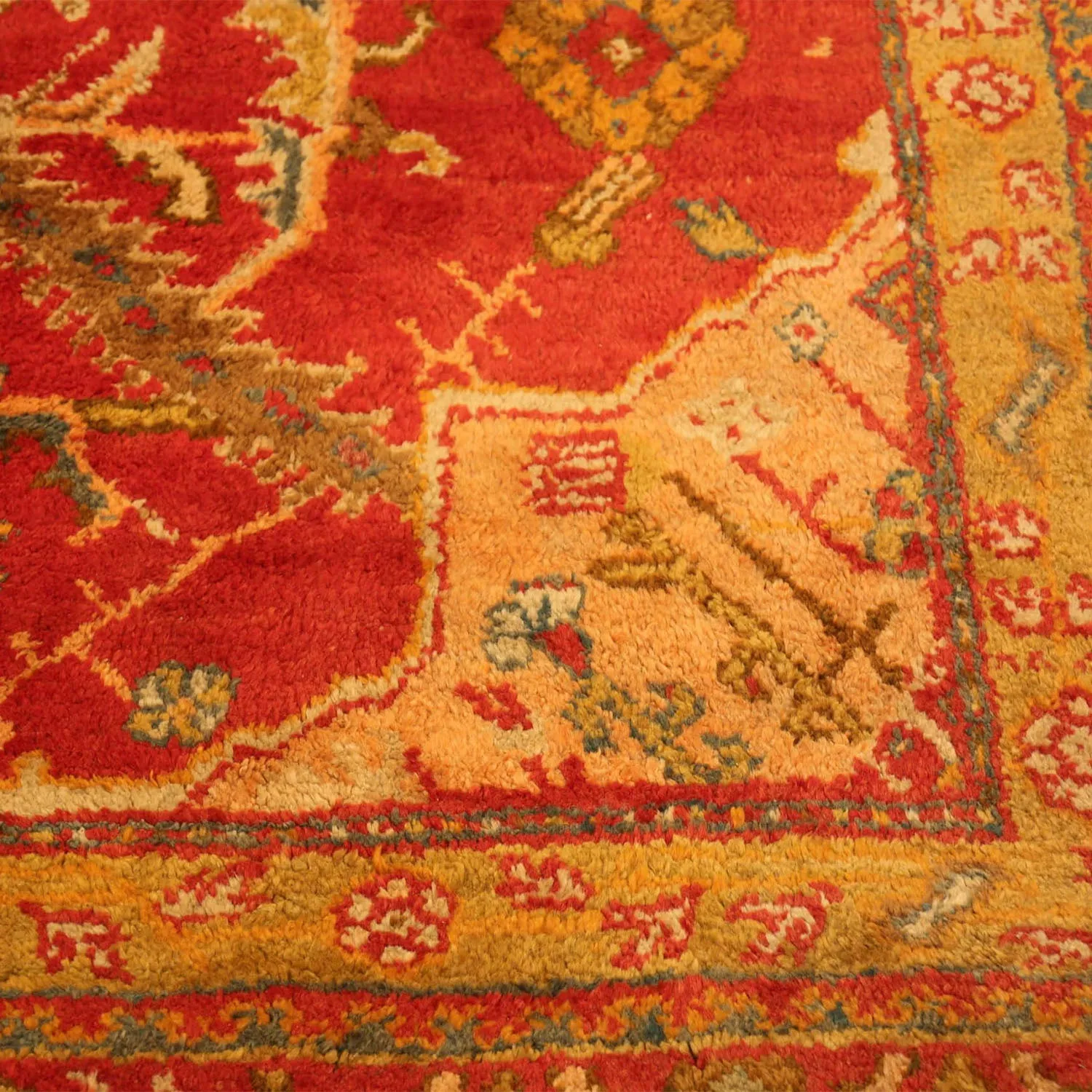 Red & Gold Antique Turkish Oushak Rug - 16'4" x 20'