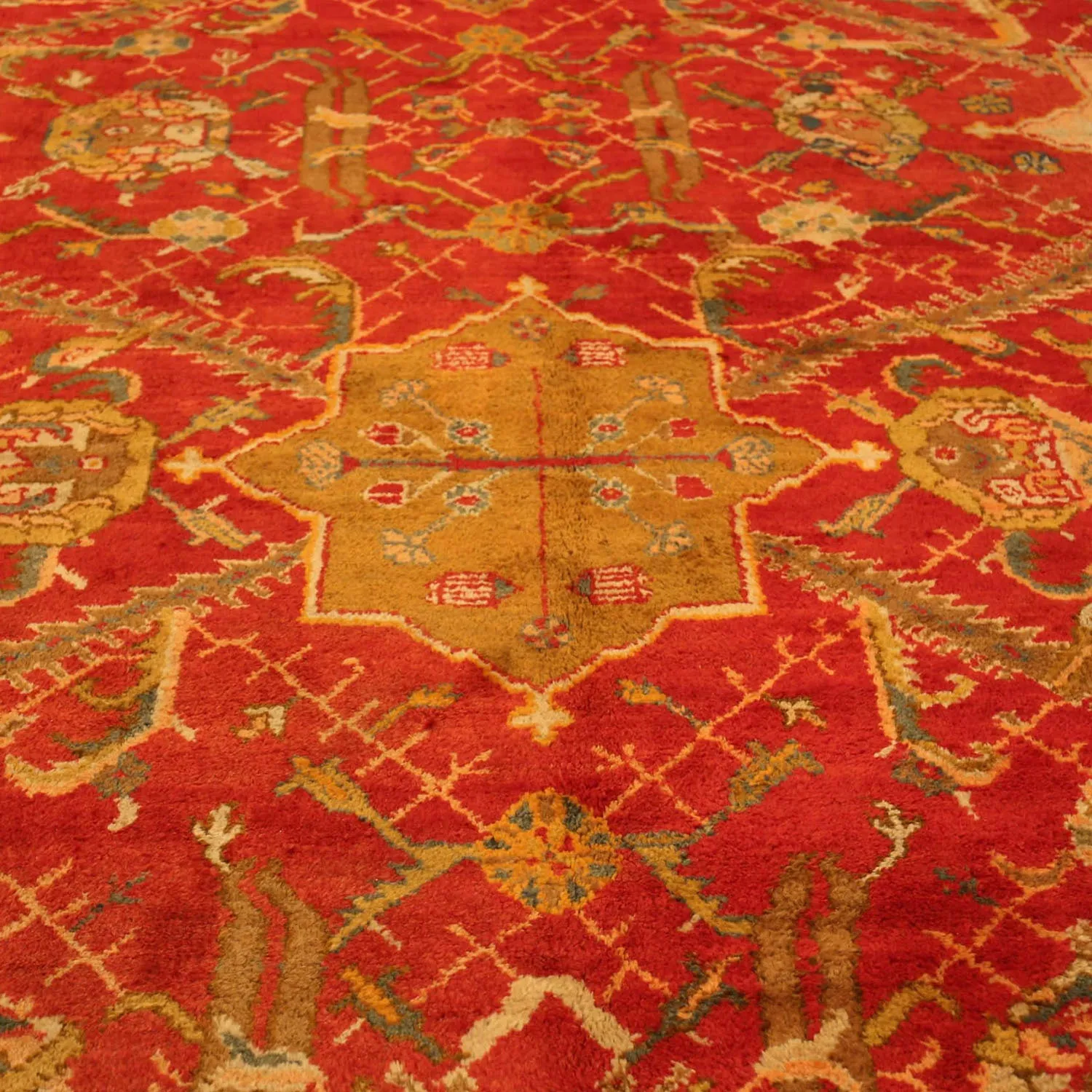 Red & Gold Antique Turkish Oushak Rug - 16'4" x 20'