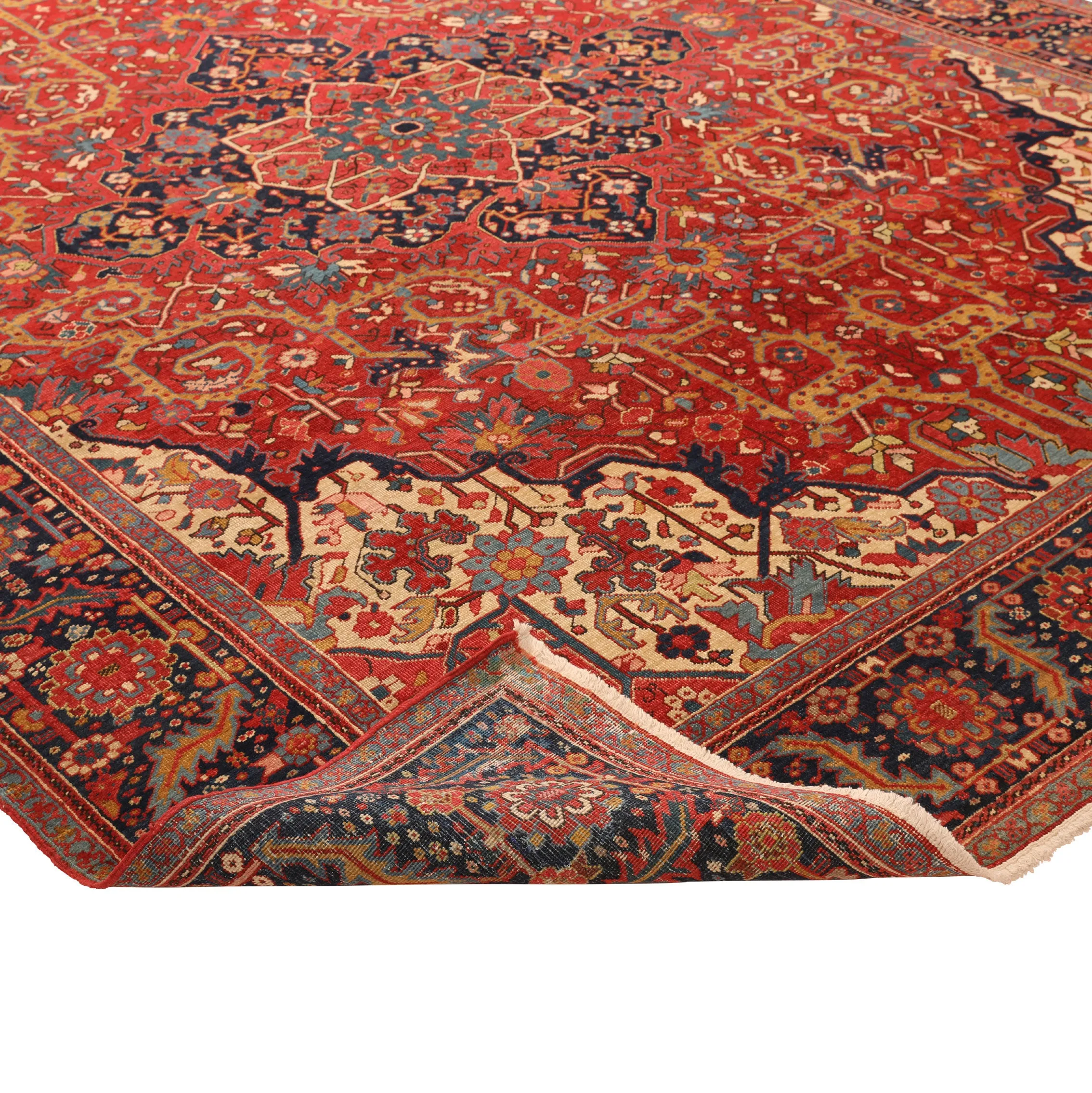 Red Antique Persian Serapi Rug - 9'10" x 12'8"