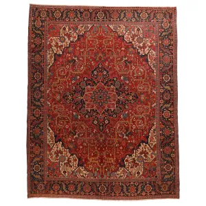 Red Antique Persian Serapi Rug - 9'10" x 12'8"