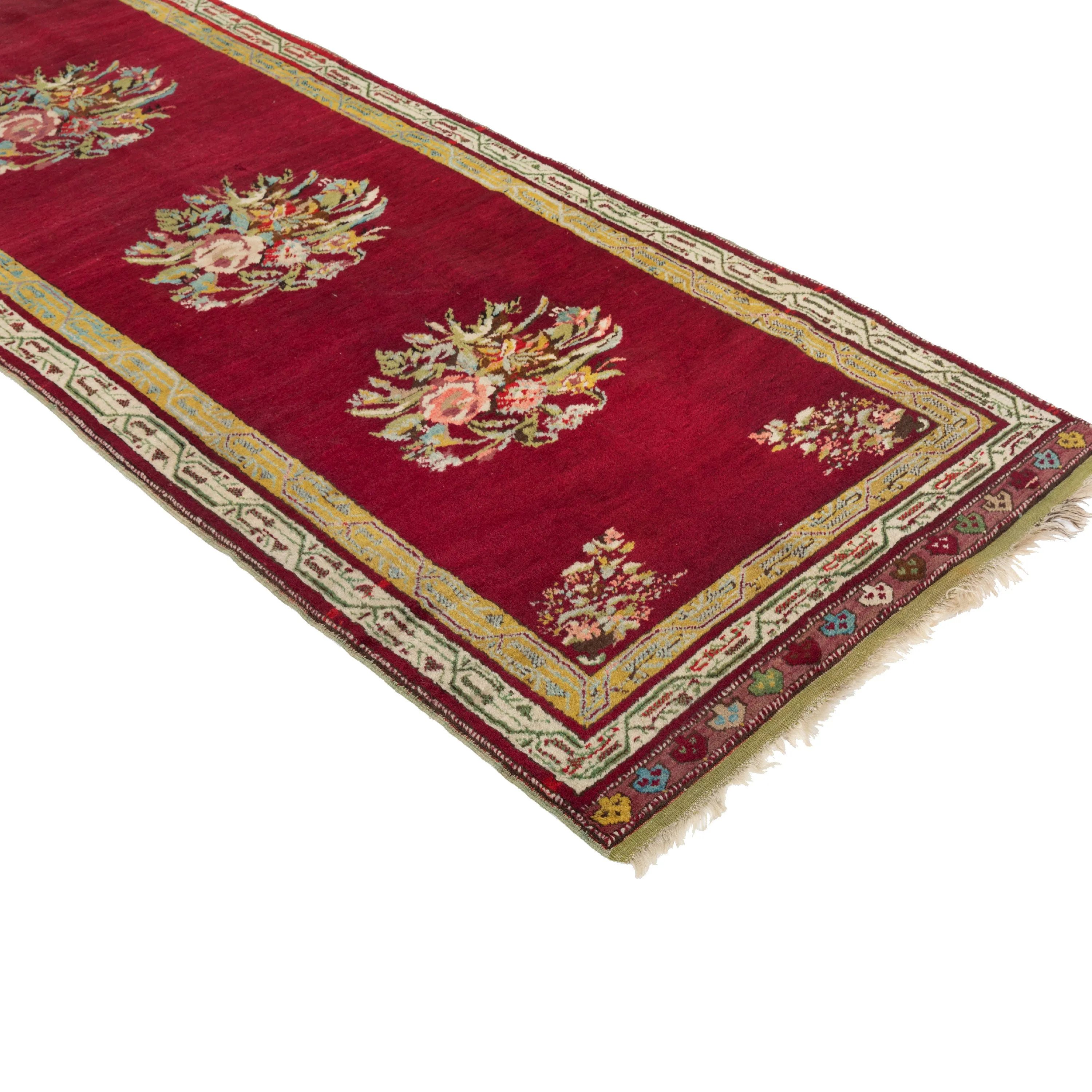 Red Traditional Wool Persian Runner - 3'5" x 14'1"