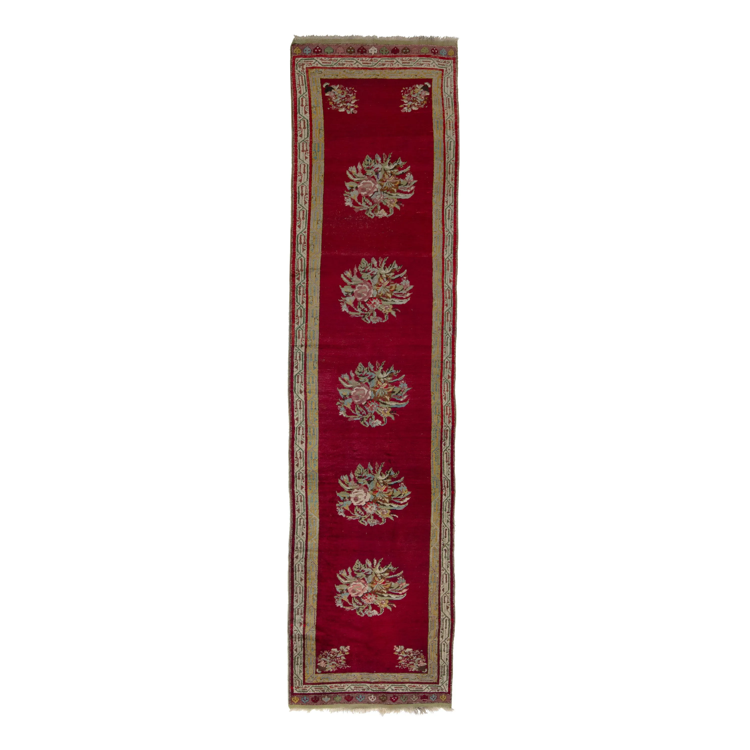 Red Traditional Wool Persian Runner - 3'5" x 14'1"