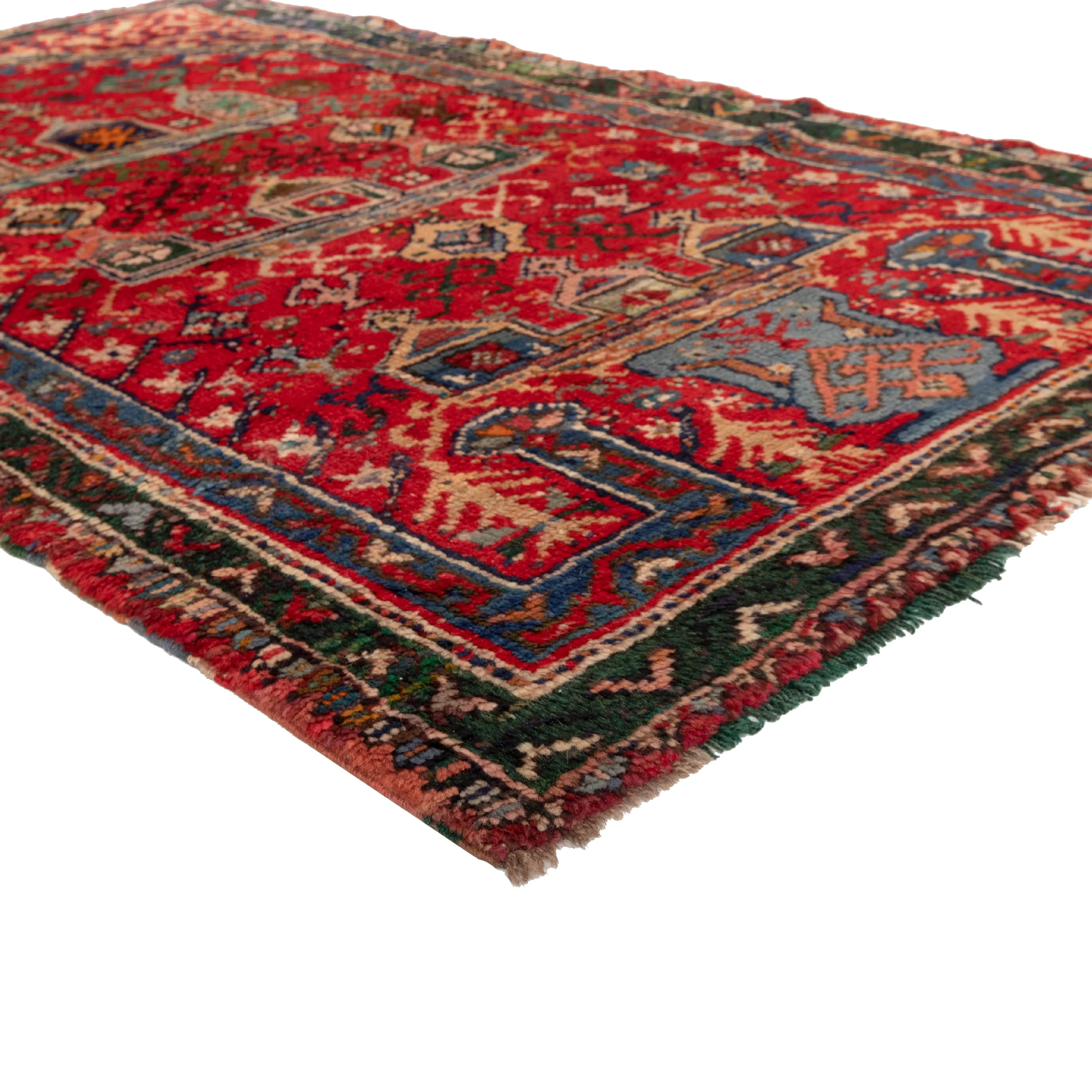 Red Traditional Wool Rug - 3'9" x 6'1"