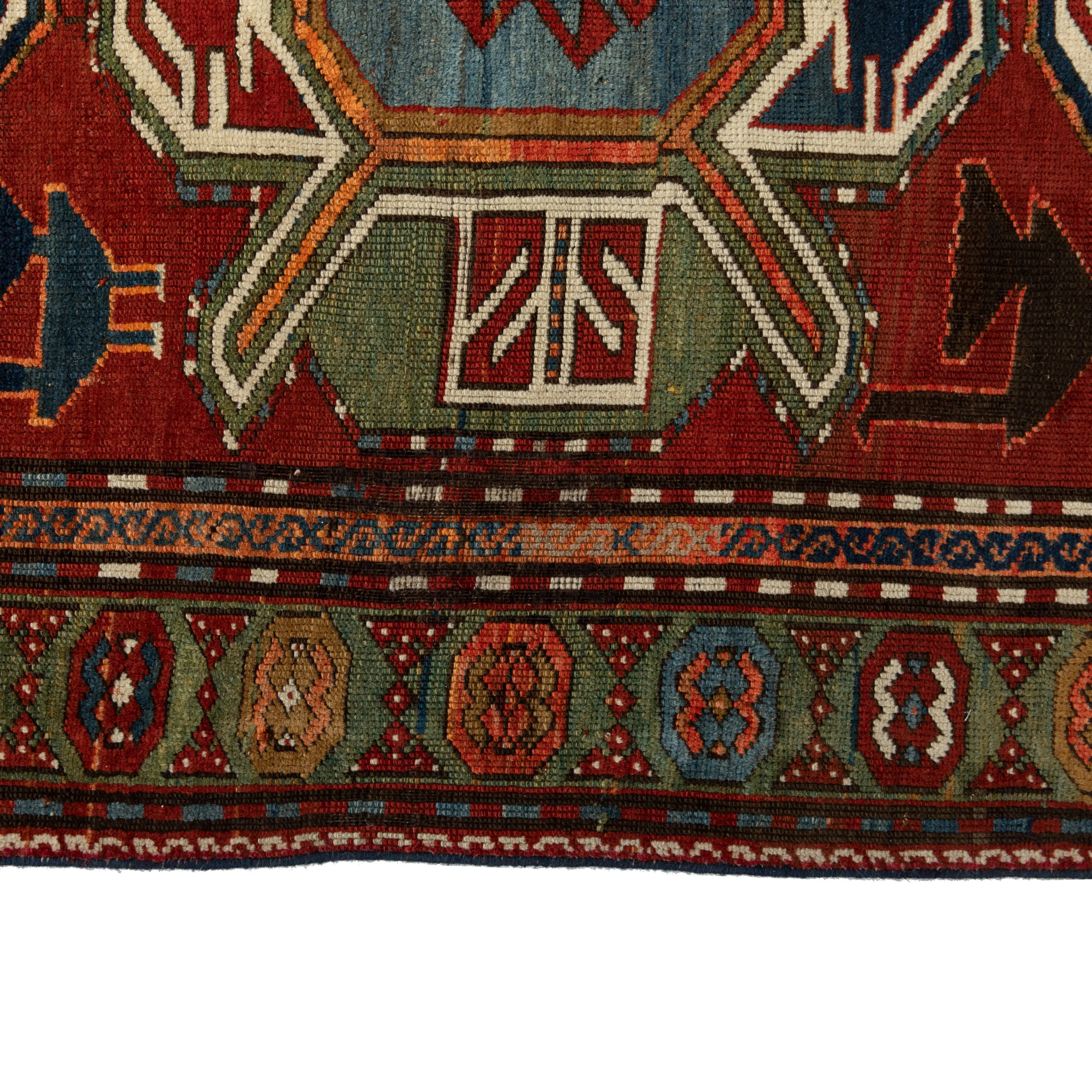 Red Traditional Wool Rug - 4'1" x 8'5"