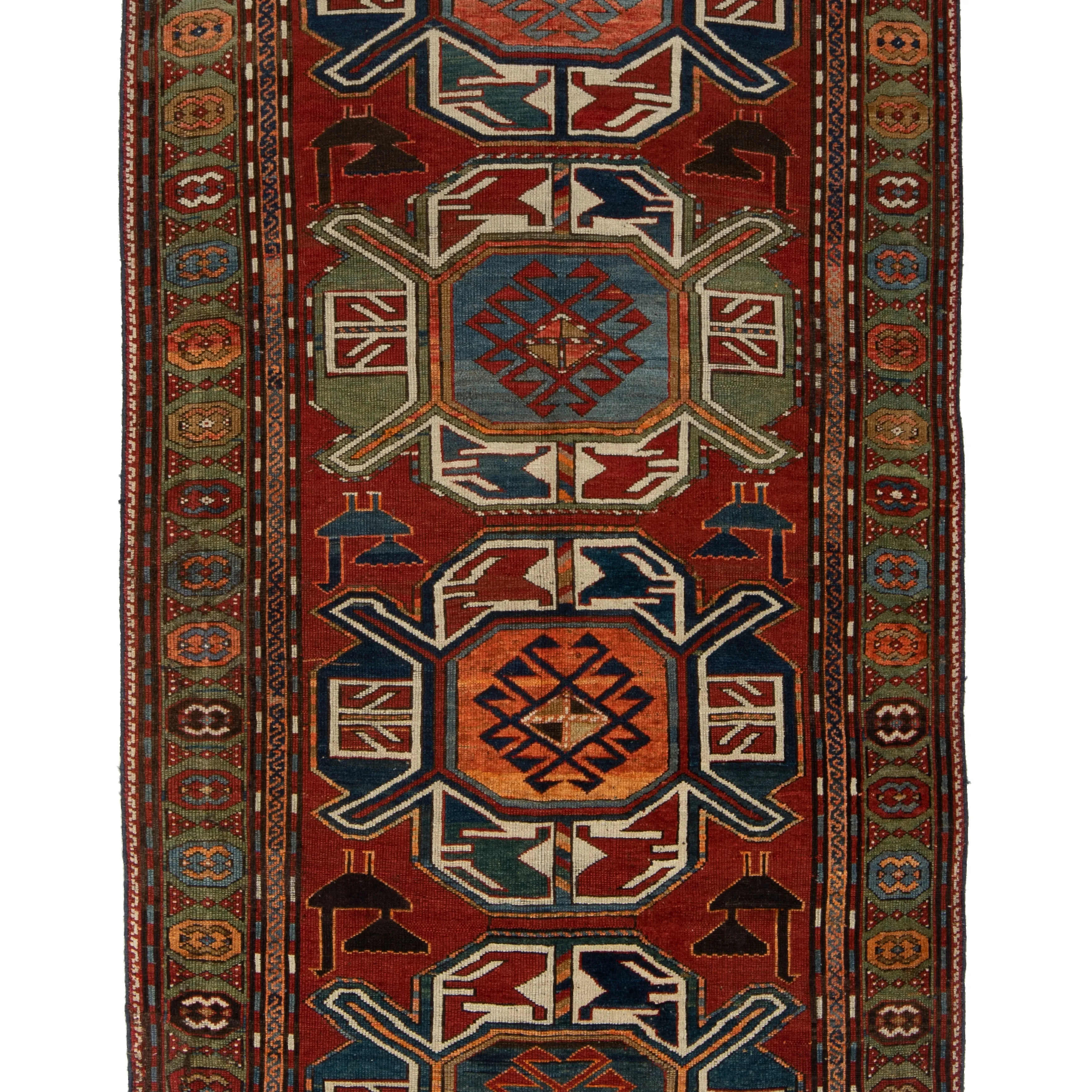 Red Traditional Wool Rug - 4'1" x 8'5"