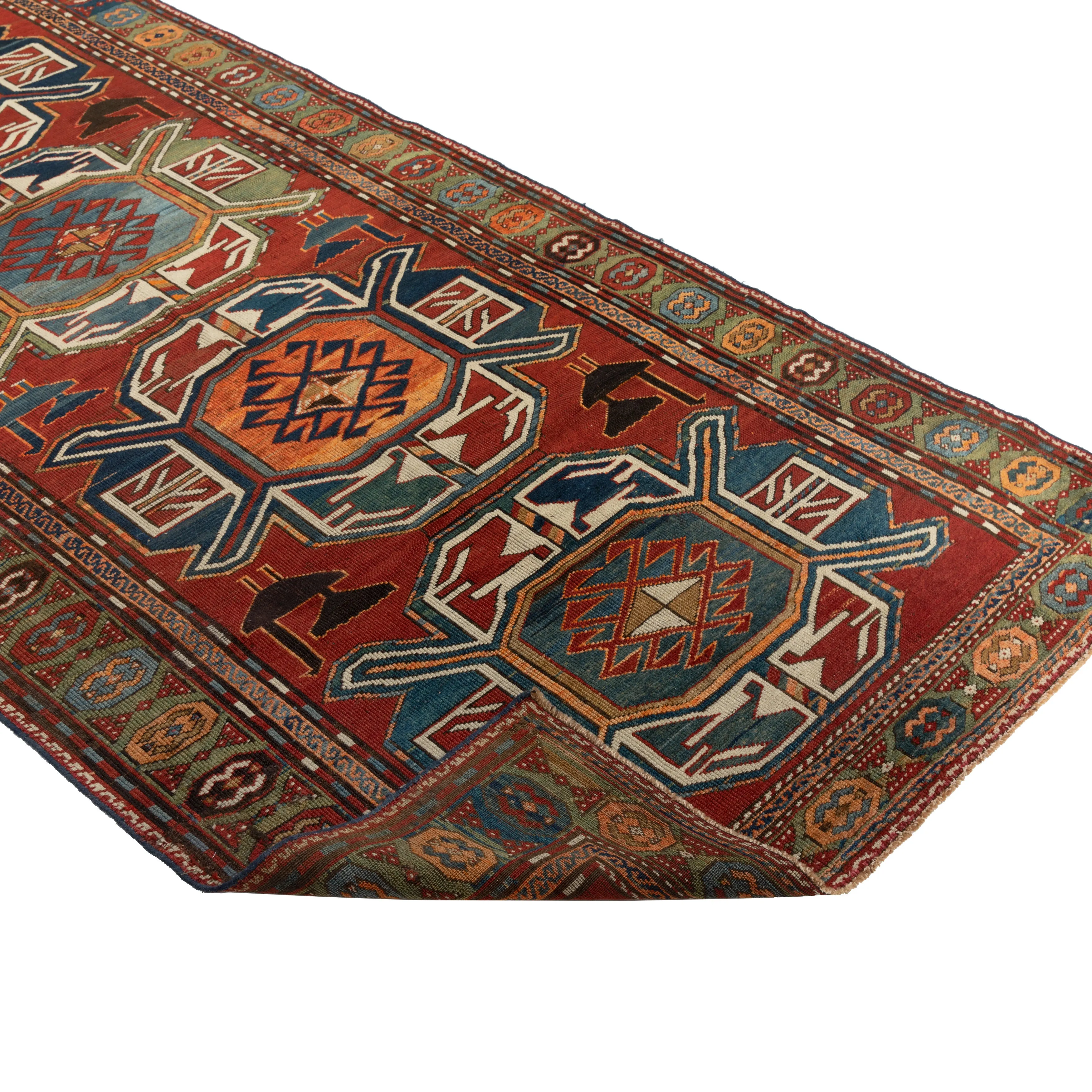 Red Traditional Wool Rug - 4'1" x 8'5"