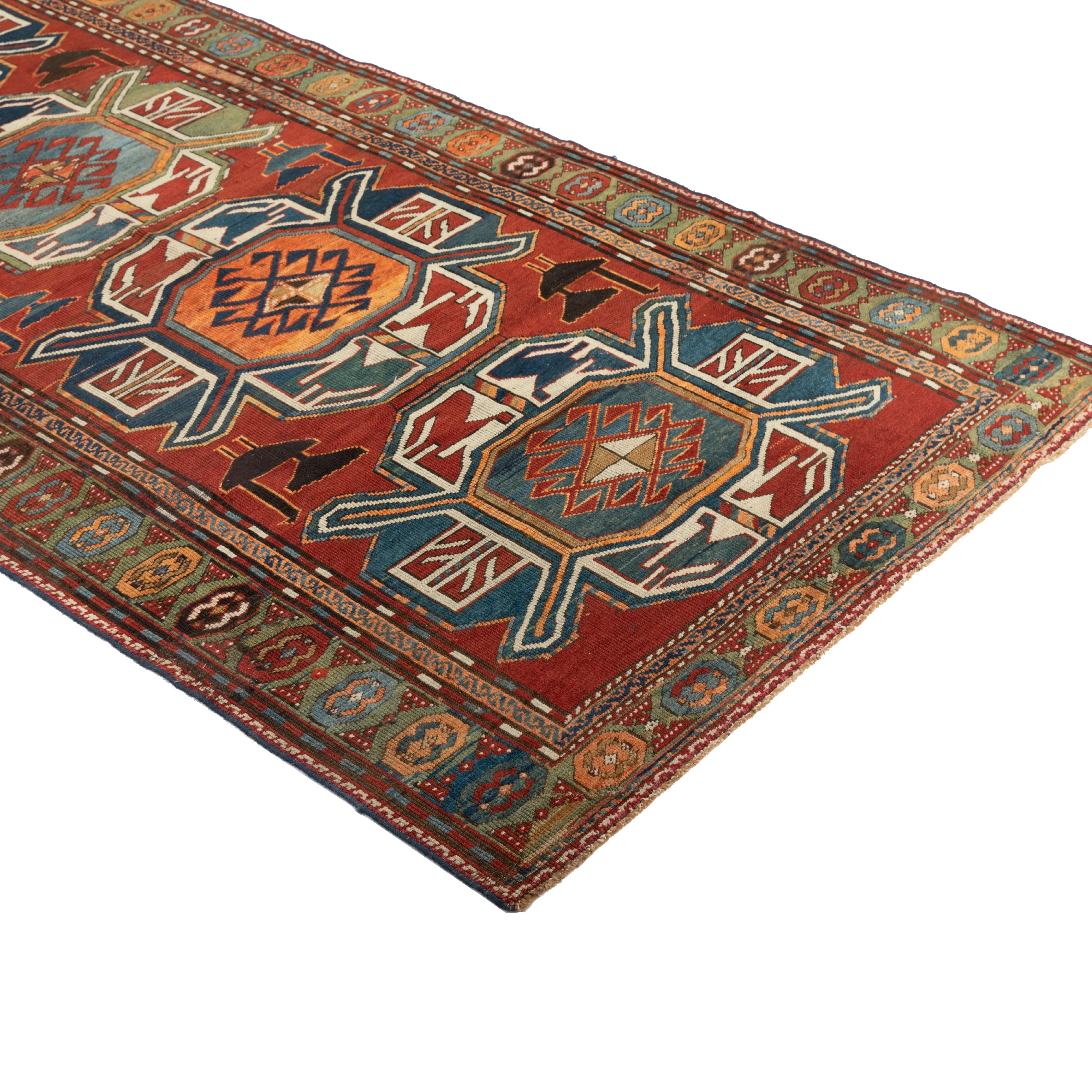 Red Traditional Wool Rug - 4'1" x 8'5"