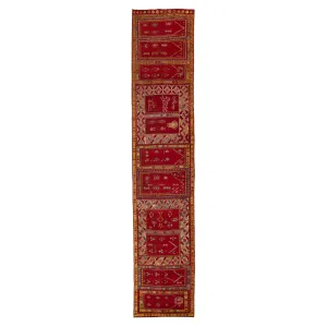 Red Traditional Wool Runner - 4'3" x 22'5"