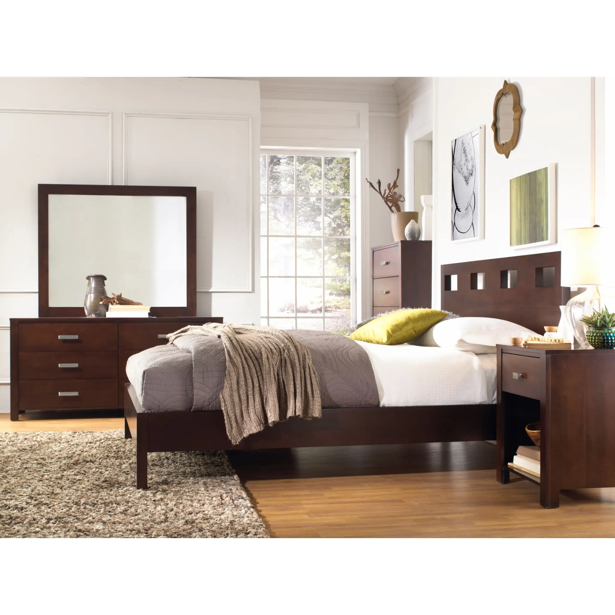 Riva One Drawer Nightstand in Chocolate Brown Modus