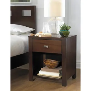Riva One Drawer Nightstand in Chocolate Brown Modus