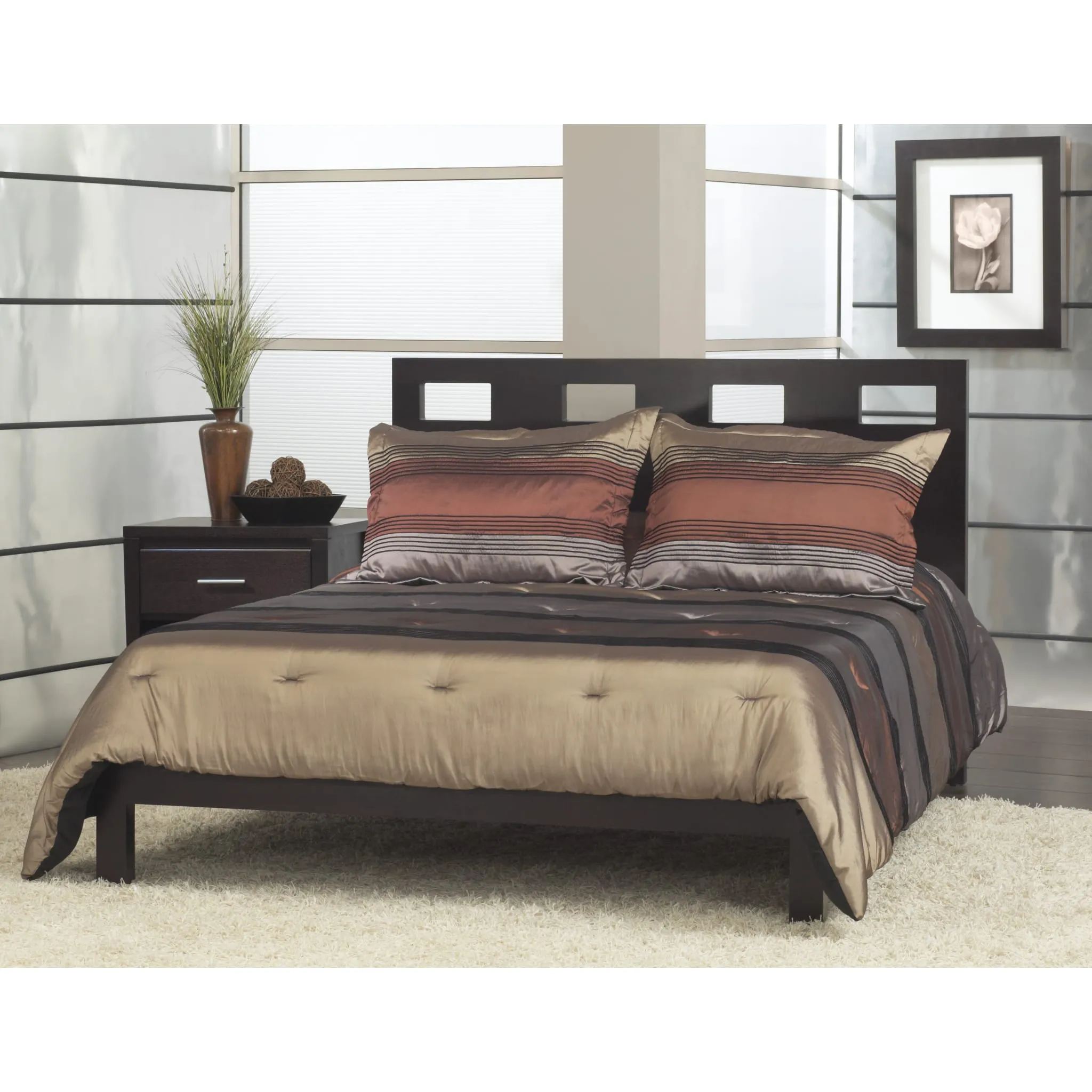 Riva Wood Platform Bed in Espresso Modus