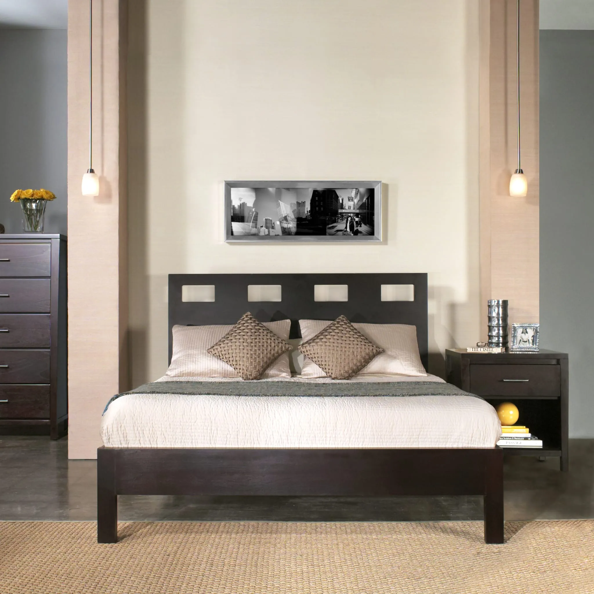 Riva Wood Platform Bed in Espresso Modus