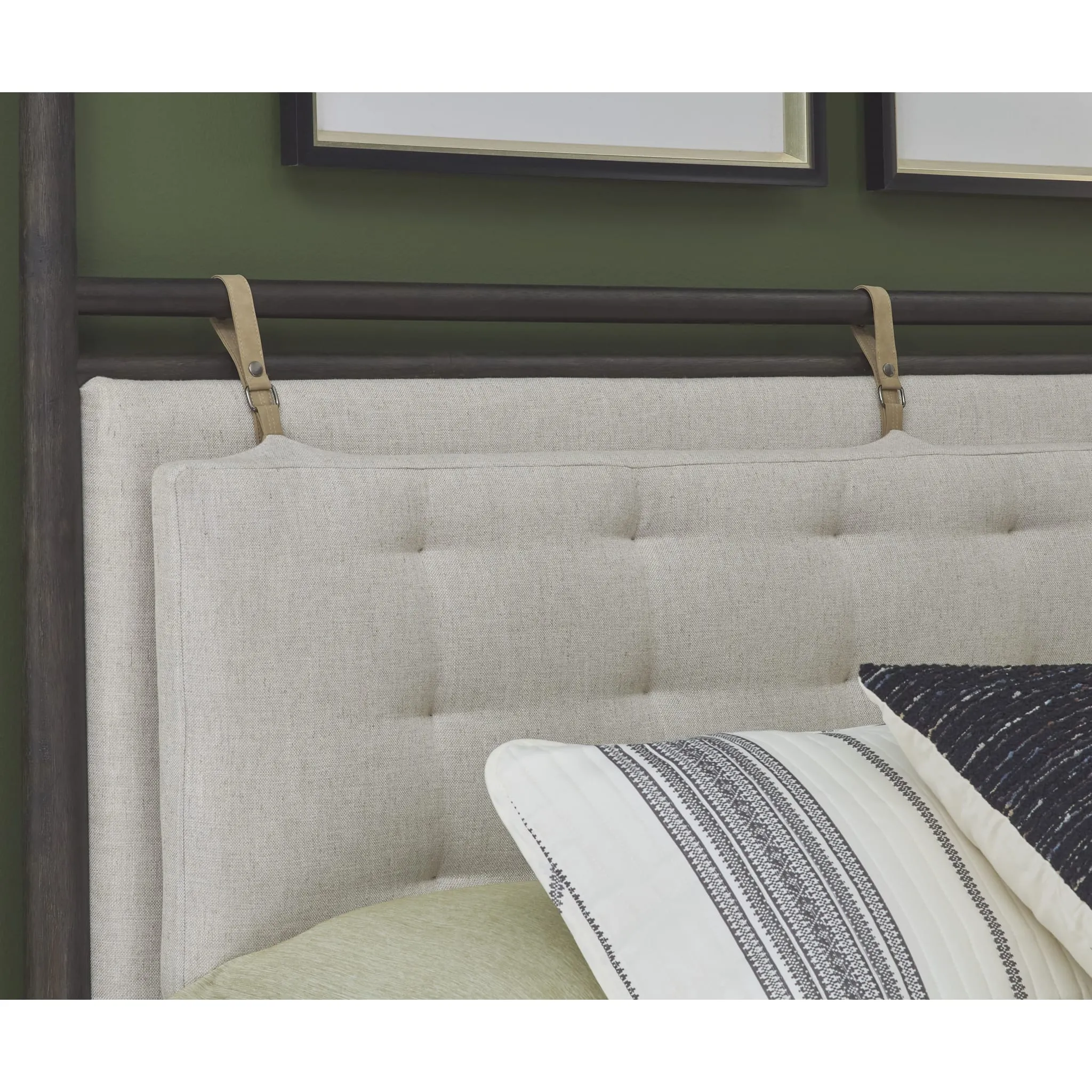 Rockport Upholstered Poster Bed in Yin and Turtle Dove Linen Modus
