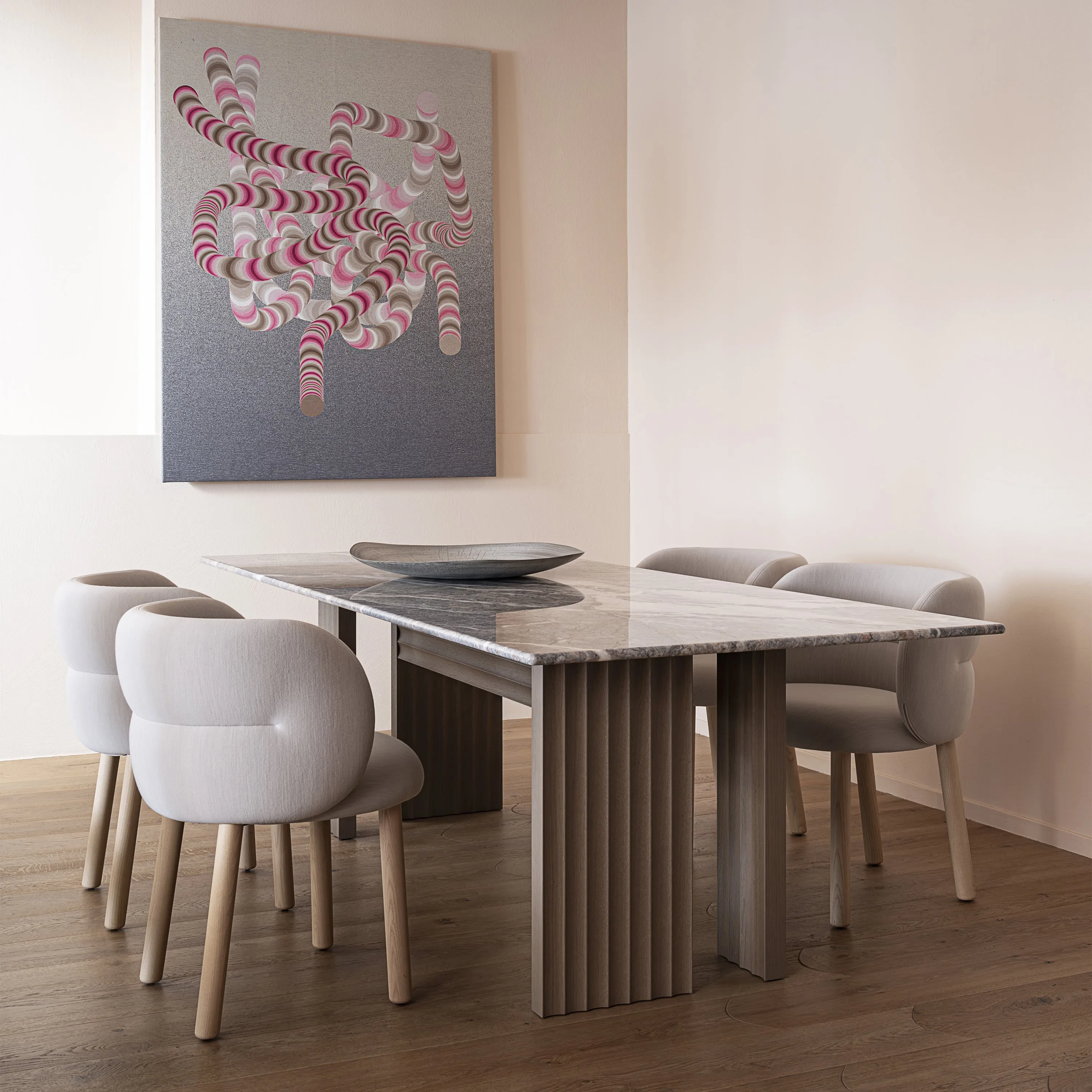 Rows Vertical Dining Table with Marble Top