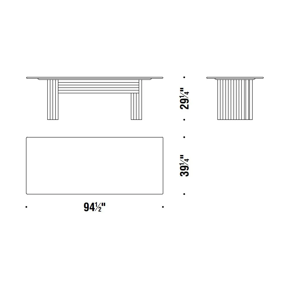 Rows Vertical Dining Table with Marble Top