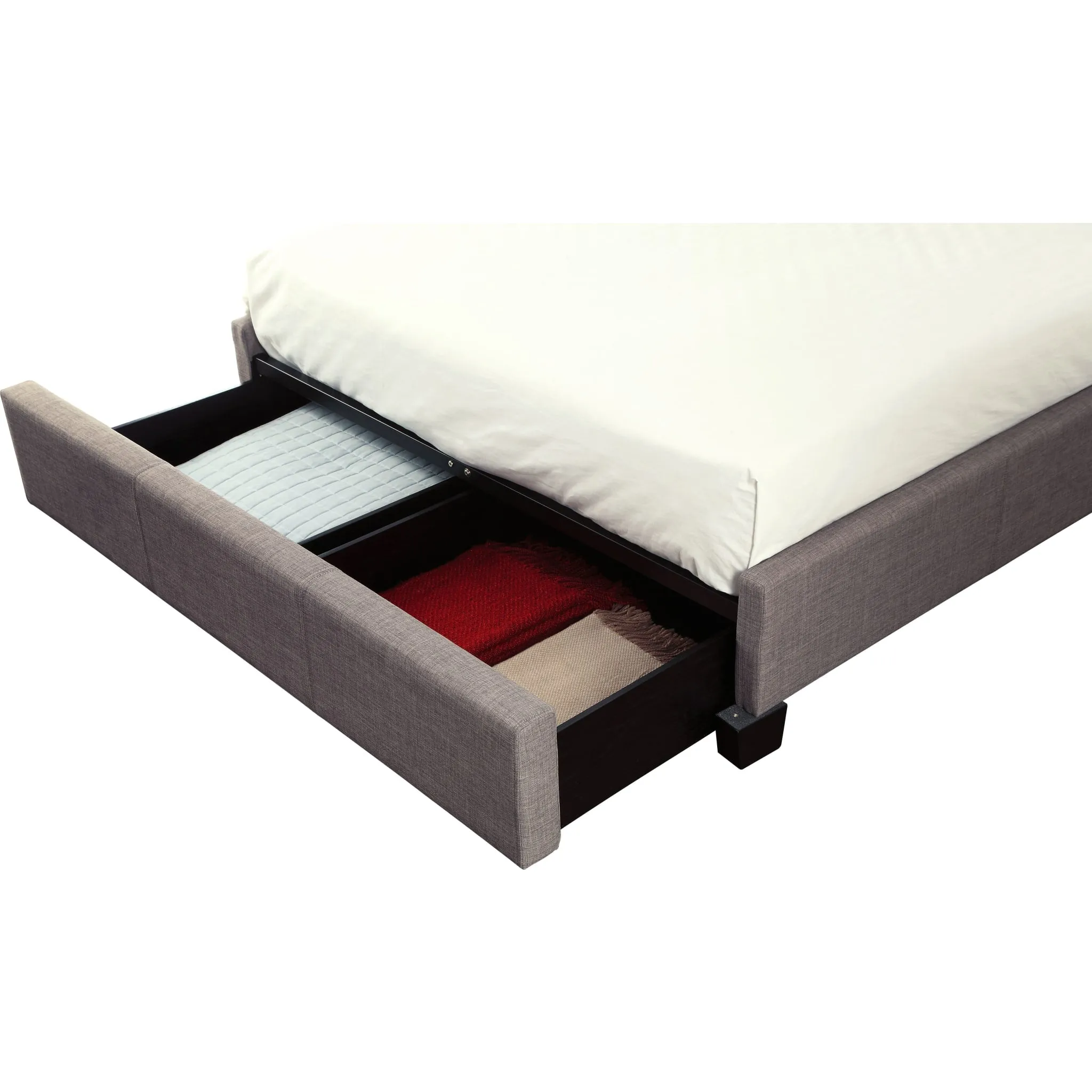 Royal Tufted Footboard Storage Bed in Dolphin Linen Modus